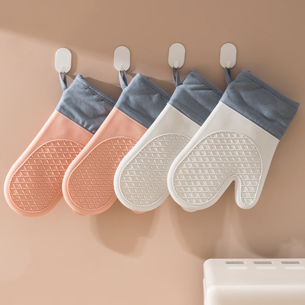 HOOWIFFY Silicone Oven Mitts Baking Gloves White 2 Pieces for Kitchen Cooking - Image 6