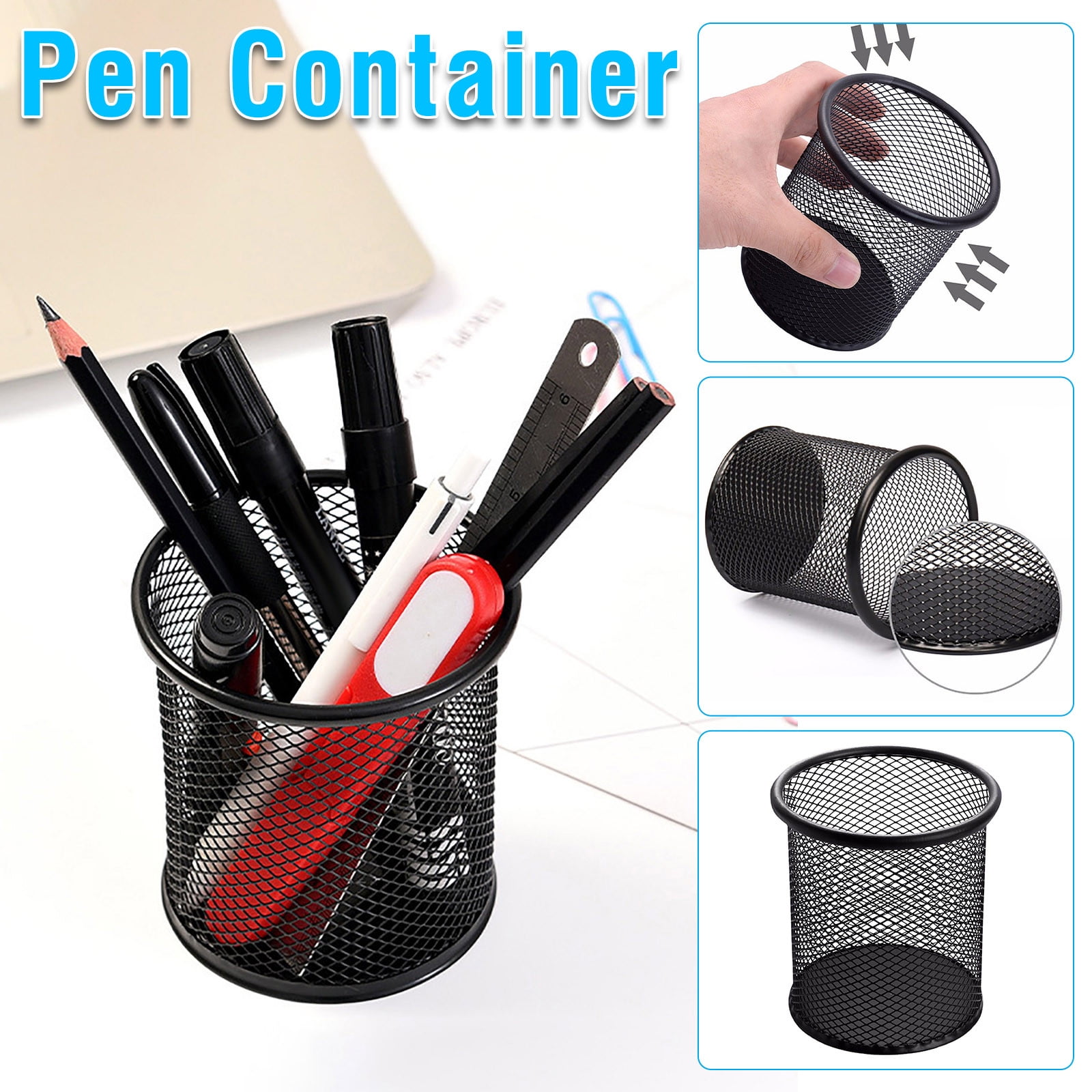 Darzheoy Pen Holder Mesh Pencil Holder Metal Pencil Holders Pen Organizer for Desk Office Pencil Holders, Back to Sch-ool Supplies A - Image 2
