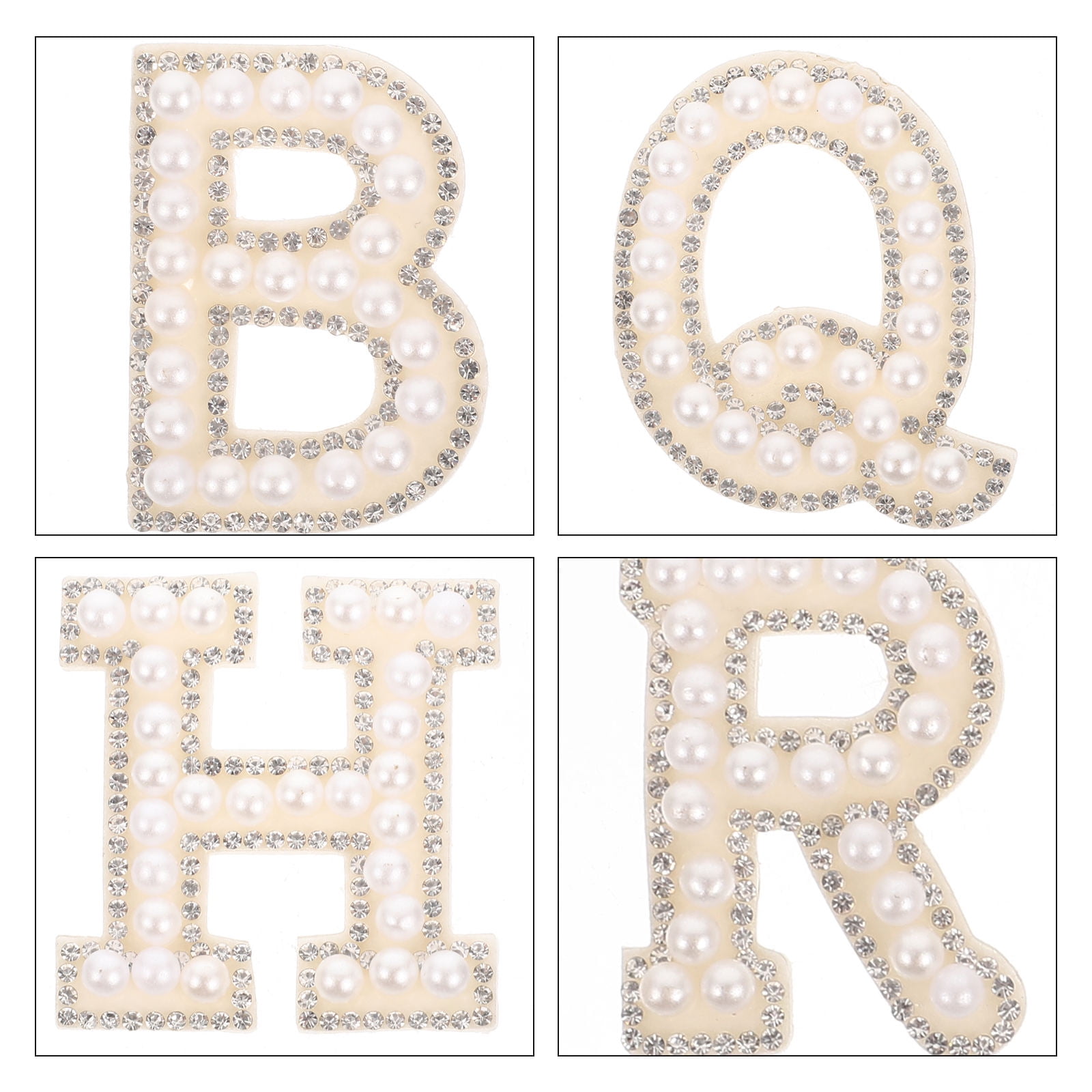 HOOWIFFY White Letter Iron-On Patches with Embellishments for Clothing Decoration, 26 Pieces Polyester Set - Image 3