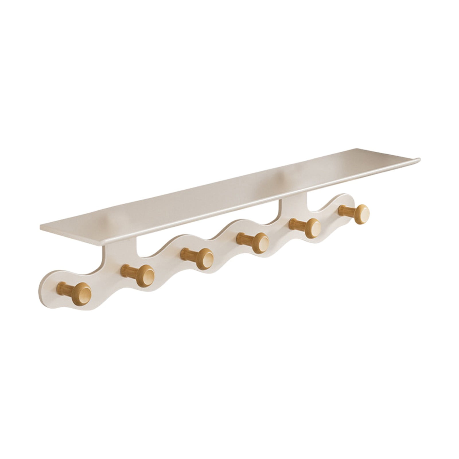 Darzheoy Wall Mounted Coat Rack with Shelf, 14 inches White Wood Floating Shelf for Entryway, Bathroom, Bedroom L - Image 2
