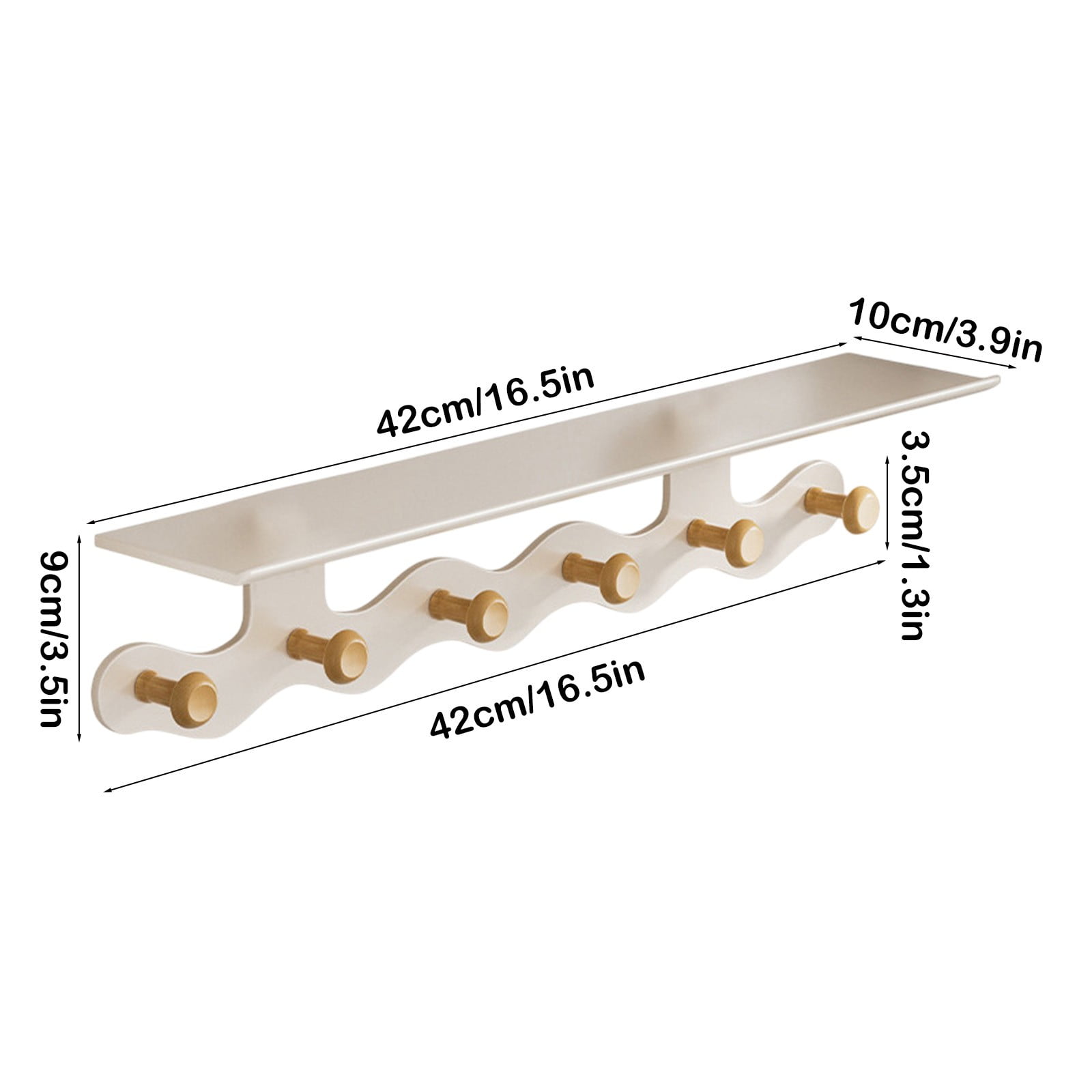 Darzheoy Wall Mounted Coat Rack with Shelf, 14 inches White Wood Floating Shelf for Entryway, Bathroom, Bedroom L - Image 3