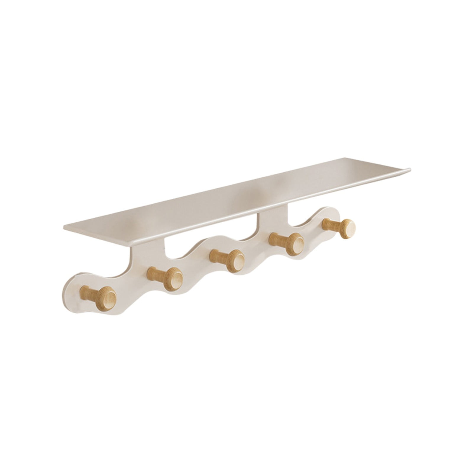Darzheoy Wall Mounted Coat Rack with Shelf, 14 inches White Wood Floating Shelf for Entryway, Bathroom, Bedroom S - Image 2