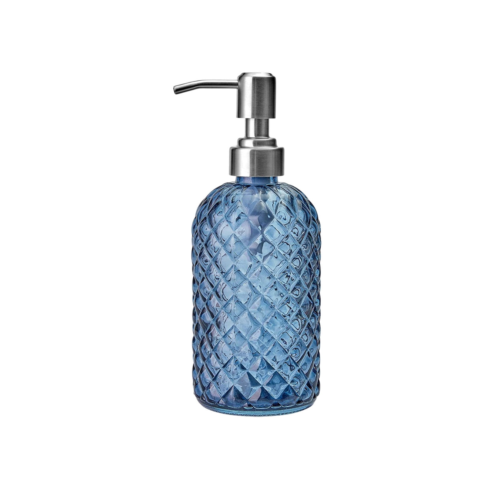Darzheoy Glass Soap Dispenser 15 Oz for Bathroom Kitchen, Hand Soap/Lotion Dispenser with Plastic Pump Blue - Image 1