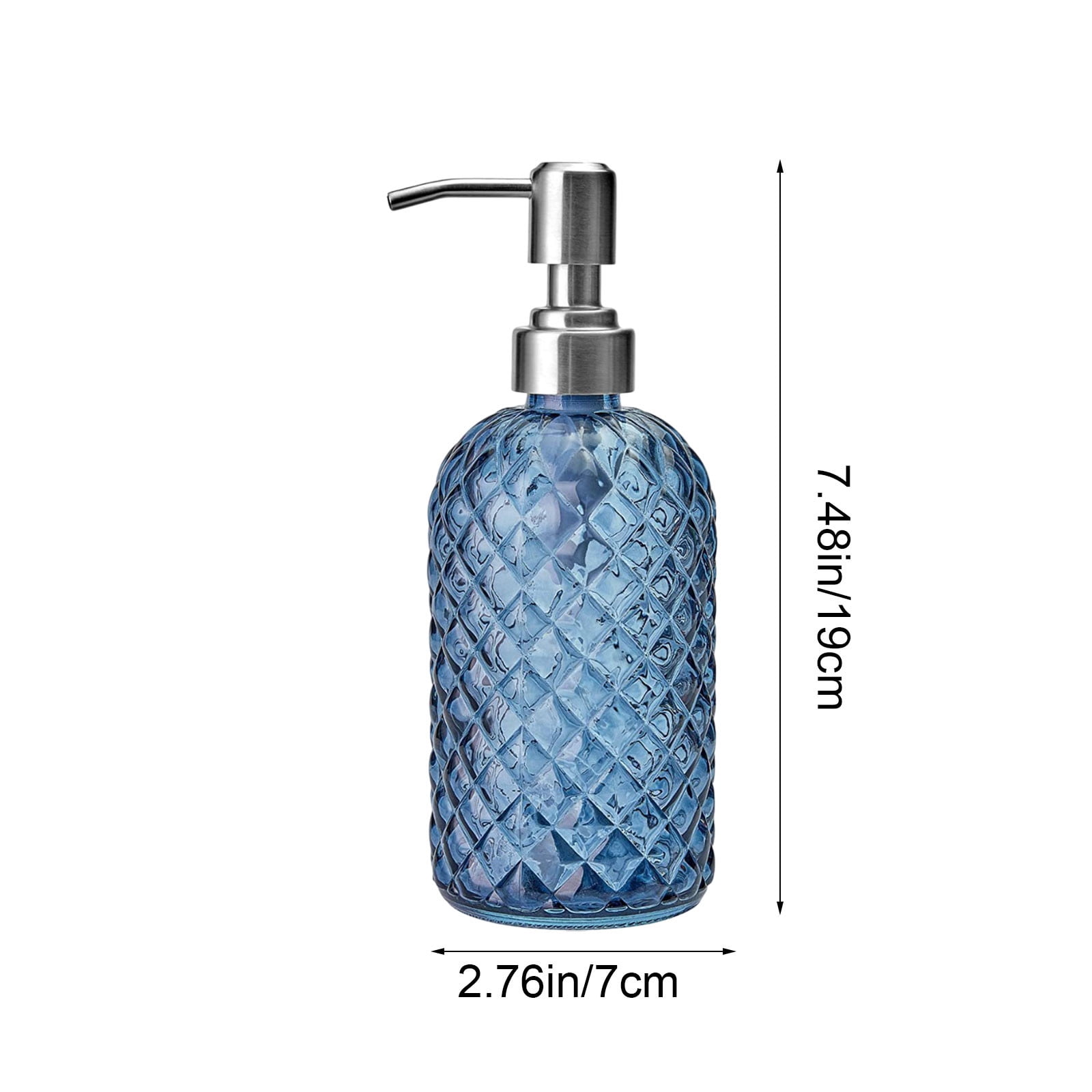 Darzheoy Glass Soap Dispenser 15 Oz for Bathroom Kitchen, Hand Soap/Lotion Dispenser with Plastic Pump Blue - Image 2