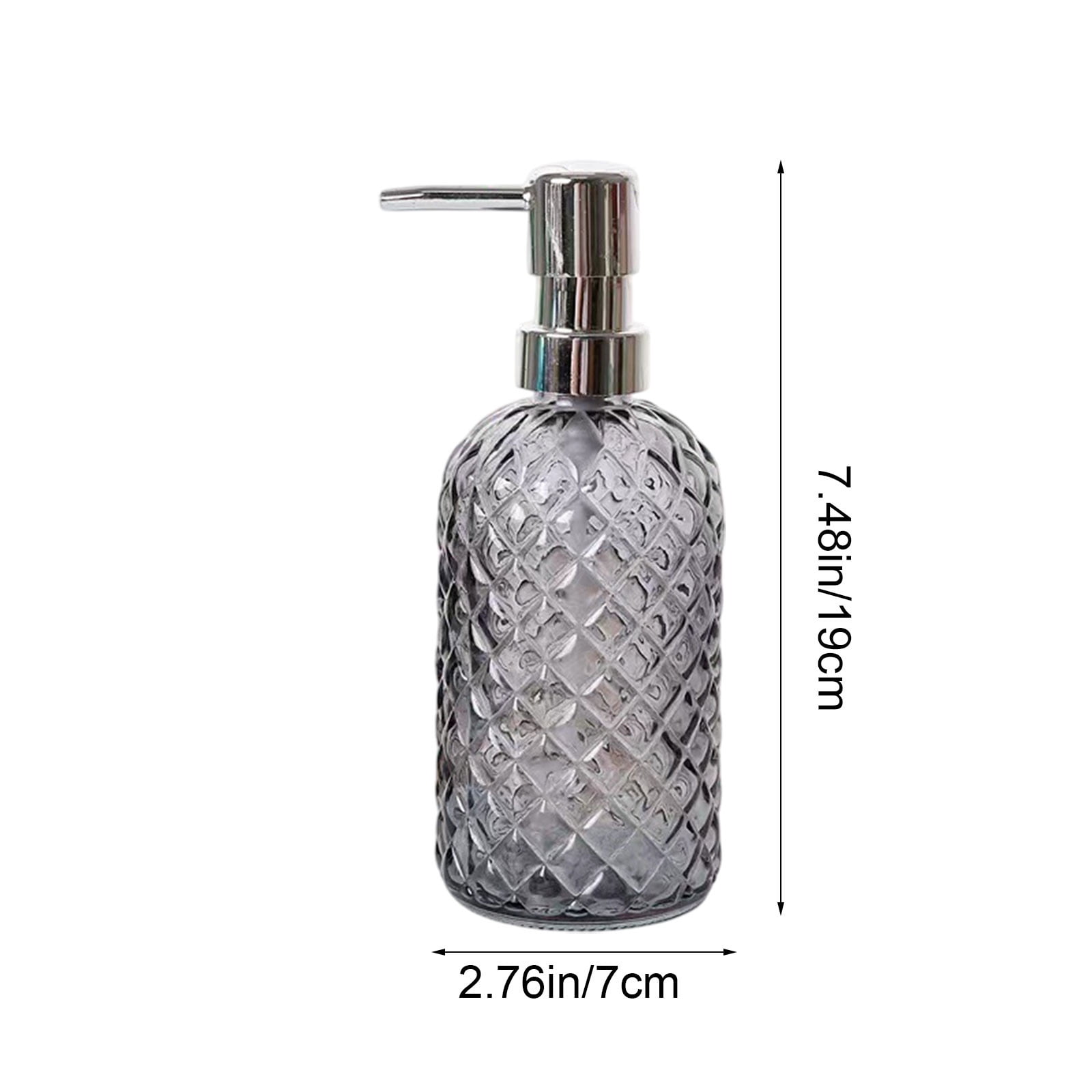 Darzheoy Glass Soap Dispenser 15 Oz for Bathroom Kitchen, Hand Soap/Lotion Dispenser with Plastic Pump Gray - Image 2