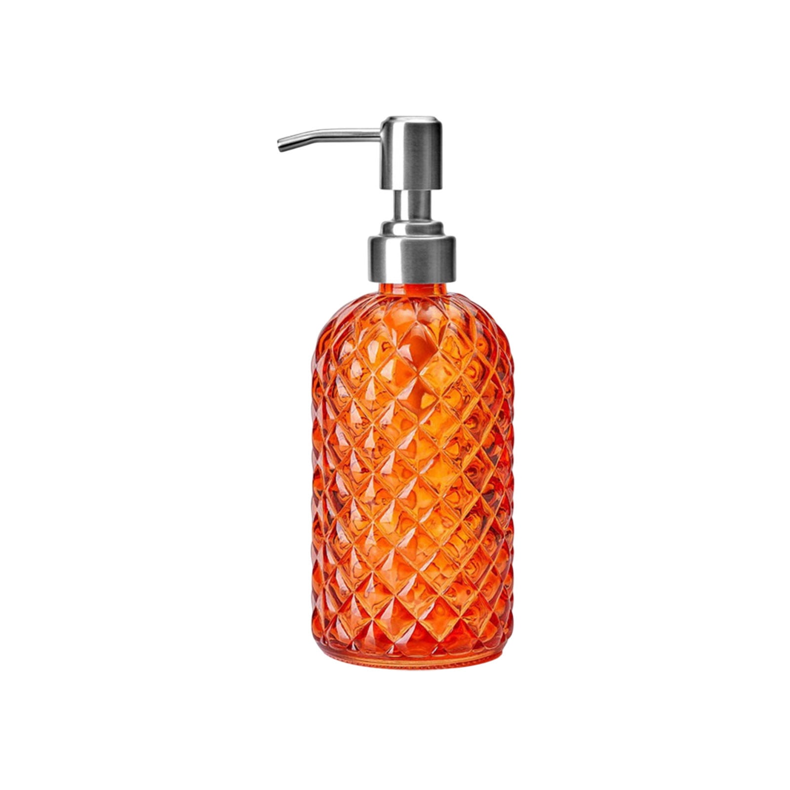 Darzheoy Glass Soap Dispenser 15 Oz for Bathroom Kitchen, Hand Soap/Lotion Dispenser with Plastic Pump Orange - Image 1
