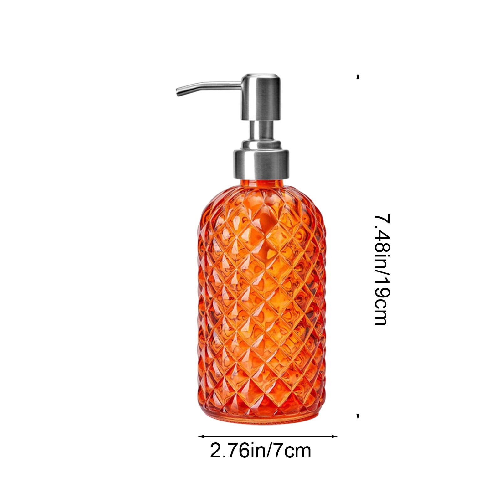 Darzheoy Glass Soap Dispenser 15 Oz for Bathroom Kitchen, Hand Soap/Lotion Dispenser with Plastic Pump Orange - Image 2