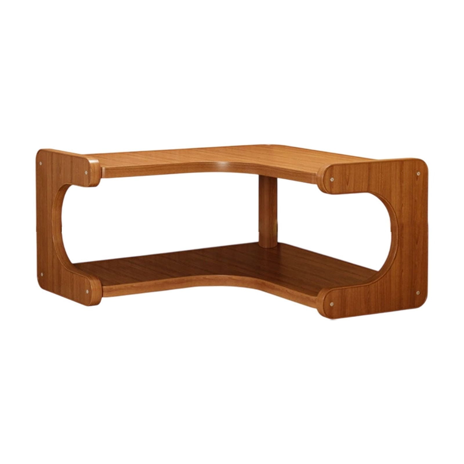 Kdkad 2-Tier Corner Desk Shelf 14x5 Inch Solid Wood Organizer for Kitchen/Bathroom/ice Multi-Functional Storage Rack Space-Saving Display Stand for Mugs & Supplies - Image 2
