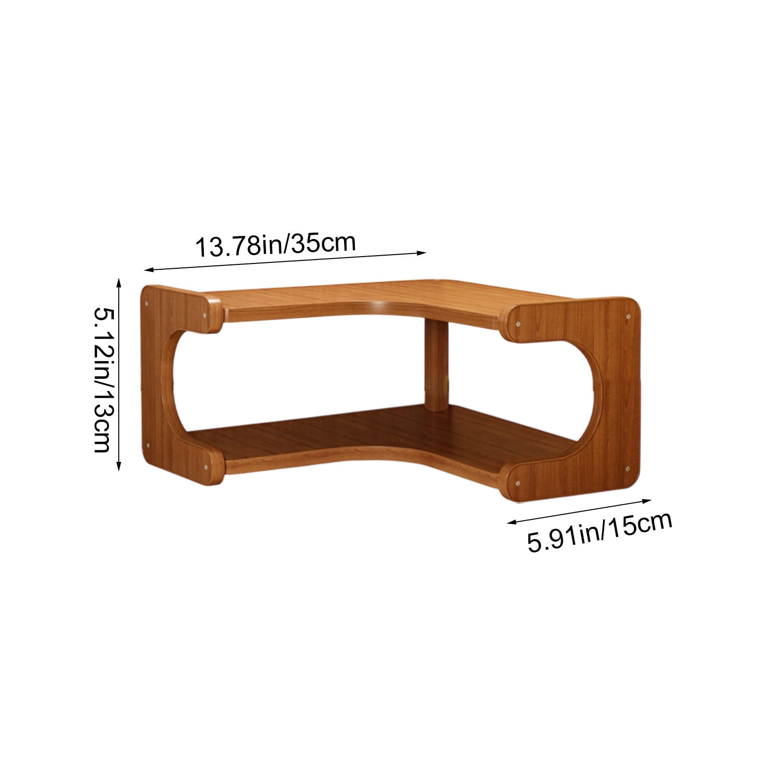 Kdkad 2-Tier Corner Desk Shelf 14x5 Inch Solid Wood Organizer for Kitchen/Bathroom/ice Multi-Functional Storage Rack Space-Saving Display Stand for Mugs & Supplies - Image 3