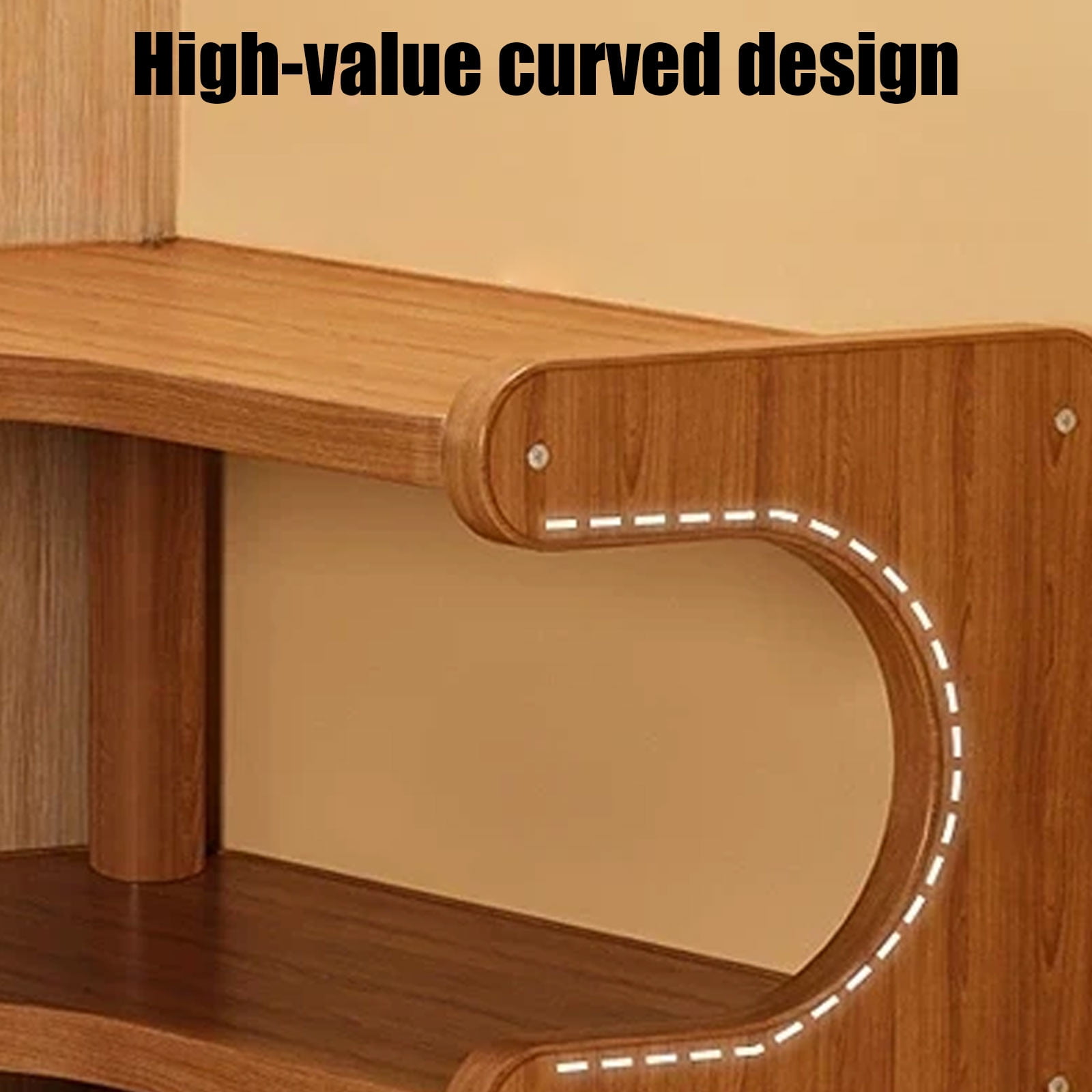Kdkad 2-Tier Corner Desk Shelf 14x5 Inch Solid Wood Organizer for Kitchen/Bathroom/ice Multi-Functional Storage Rack Space-Saving Display Stand for Mugs & Supplies - Image 6