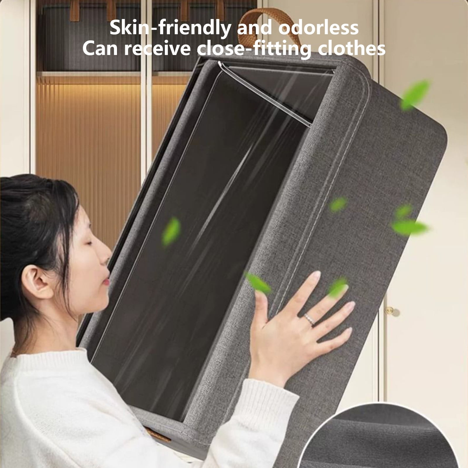 Darzheoy Large Foldable Storage Box with Lids Fabric Storage Cube Organizer Cloth Containers Bins Baskets for Closet Clothes Clothing Bed Room Gray - Image 5