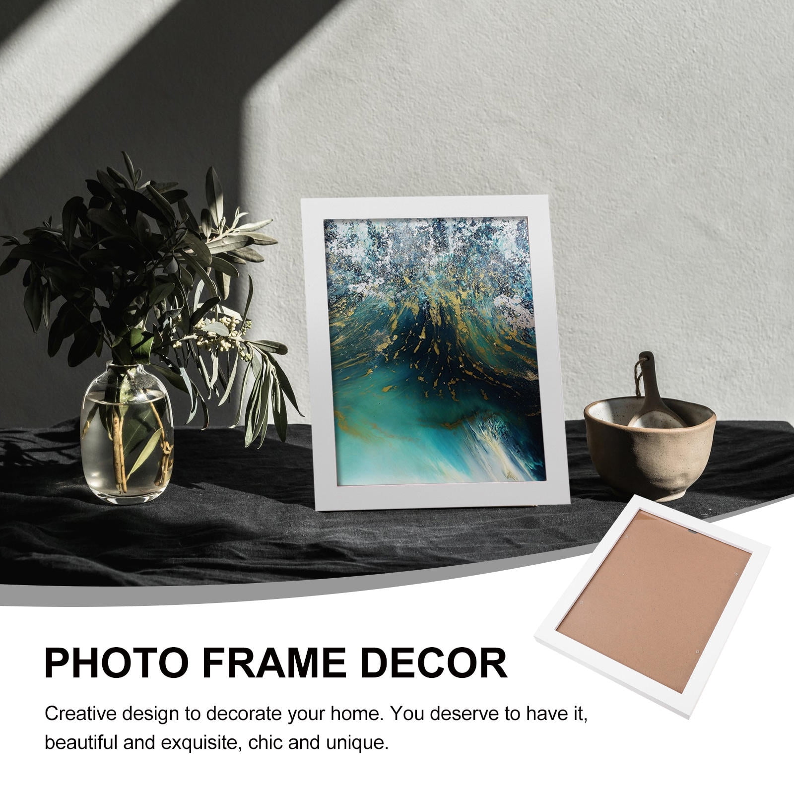 HOOWIFFY Decorative White Picture Frame for Home Use Elegant Design 8.5x11 Plastic Photo Display Frame - Image 3