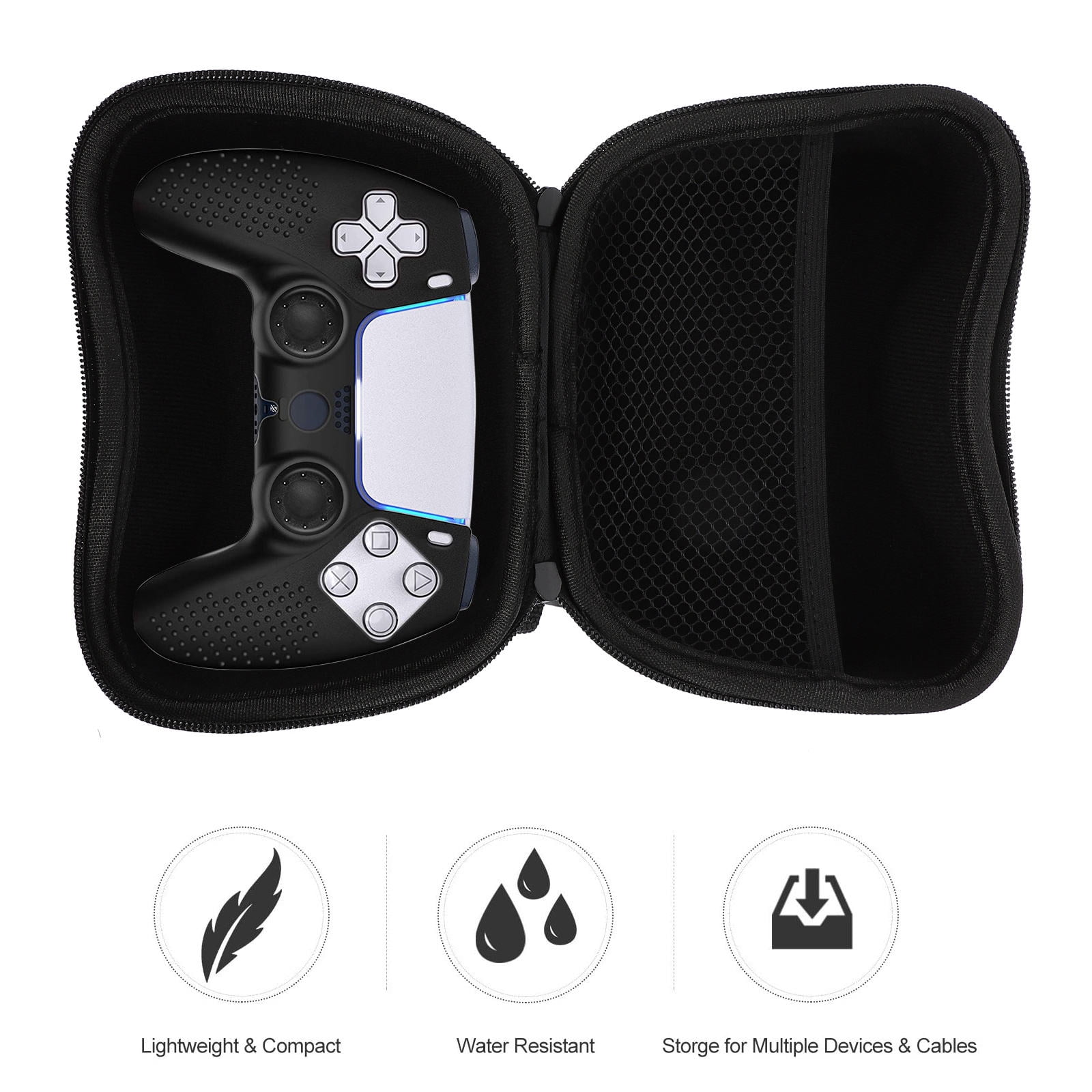 HOOWIFFY Black Game Controller Protective Case with EVA Material, Scratch-Resistant and Shockproof Lining for Enhanced Safety - Image 4
