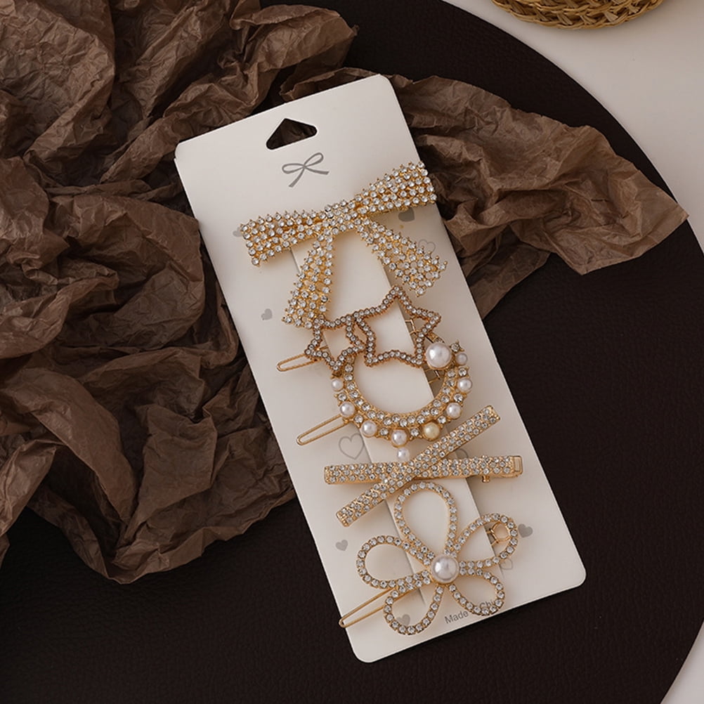 HOOWIFFY 5-Pack Rhinestone Hair Barrettes Small Sparkling Hair Clips for Women Daily Wear and Stylish Accessories - Image 1