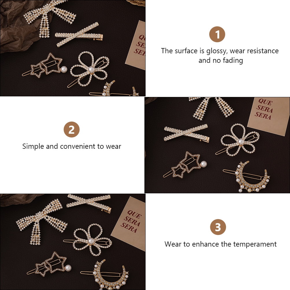 HOOWIFFY 5-Pack Rhinestone Hair Barrettes Small Sparkling Hair Clips for Women Daily Wear and Stylish Accessories - Image 4