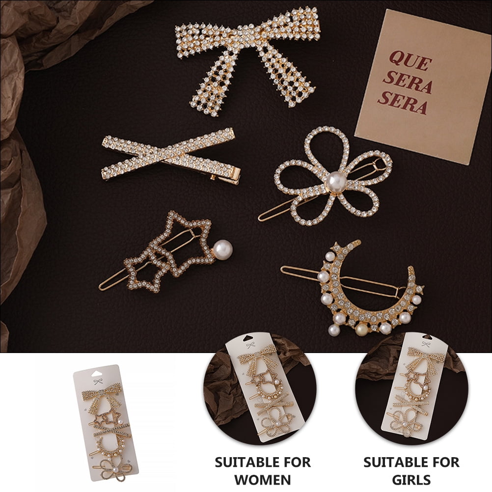 HOOWIFFY 5-Pack Rhinestone Hair Barrettes Small Sparkling Hair Clips for Women Daily Wear and Stylish Accessories - Image 6