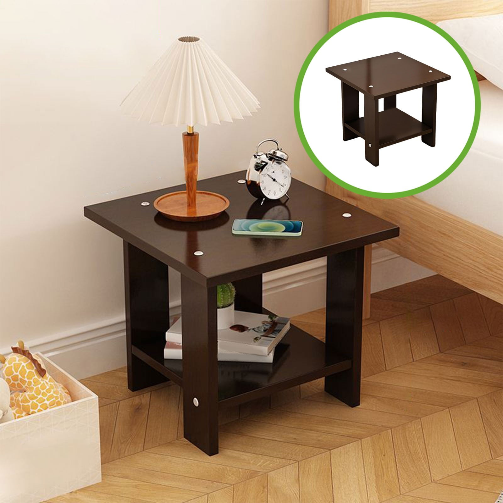 Kdkad Compact Multi-Functional Side Table, Small Accent End Table for Sofa, Bedside, Living Room & Apartment, Portable Tea Table Nightstand Black - Image 2