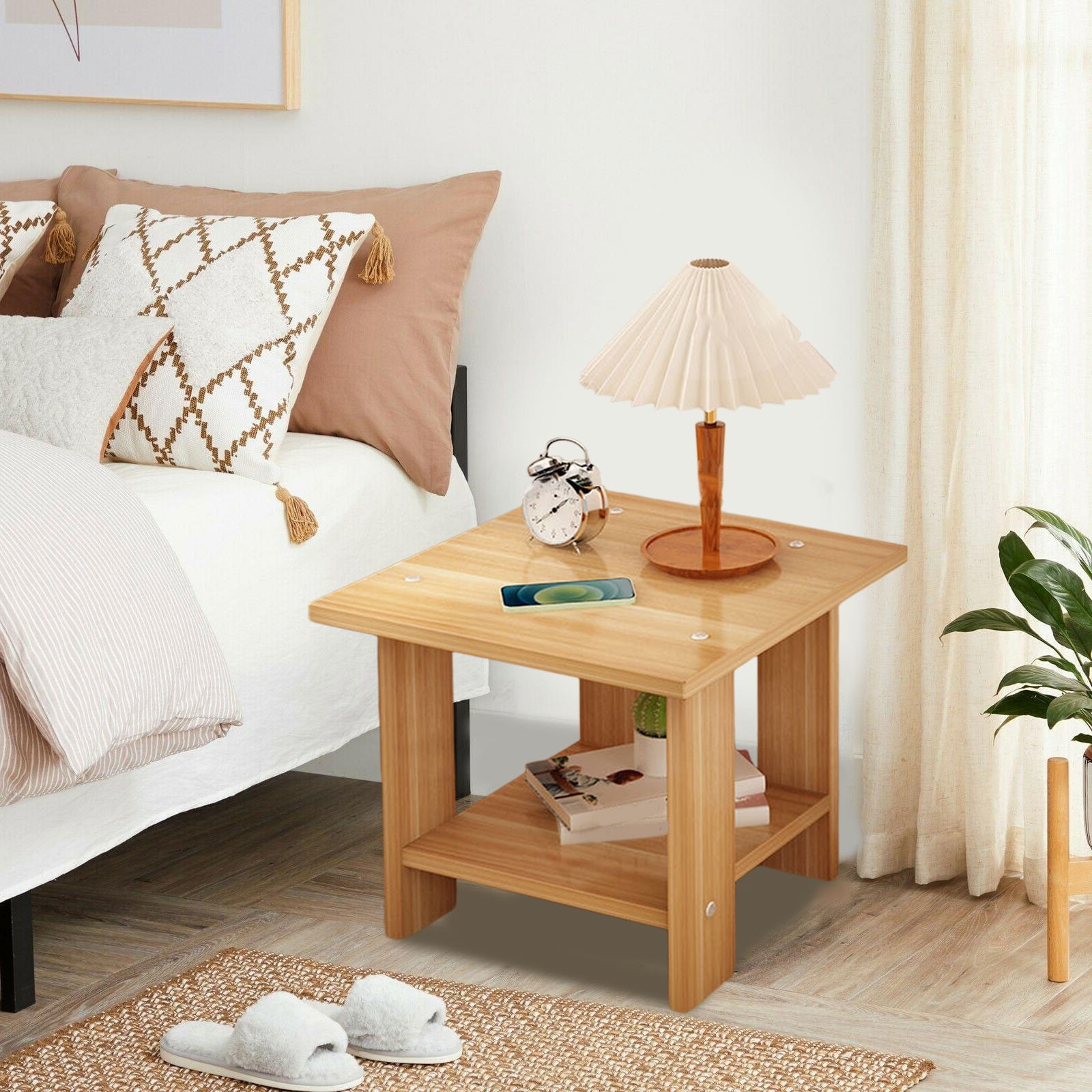 Kdkad Compact Multi-Functional Side Table, Small Accent End Table for Sofa, Bedside, Living Room & Apartment, Portable Tea Table Nightstand Brown - Image 5
