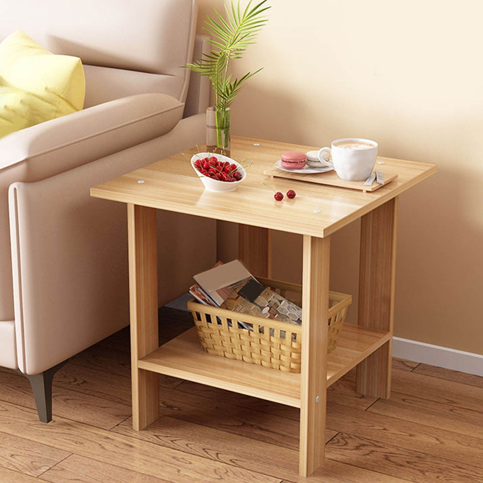 Kdkad Compact Multi-Functional Side Table, Small Accent End Table for Sofa, Bedside, Living Room & Apartment, Portable Tea Table Nightstand Brown - Image 7