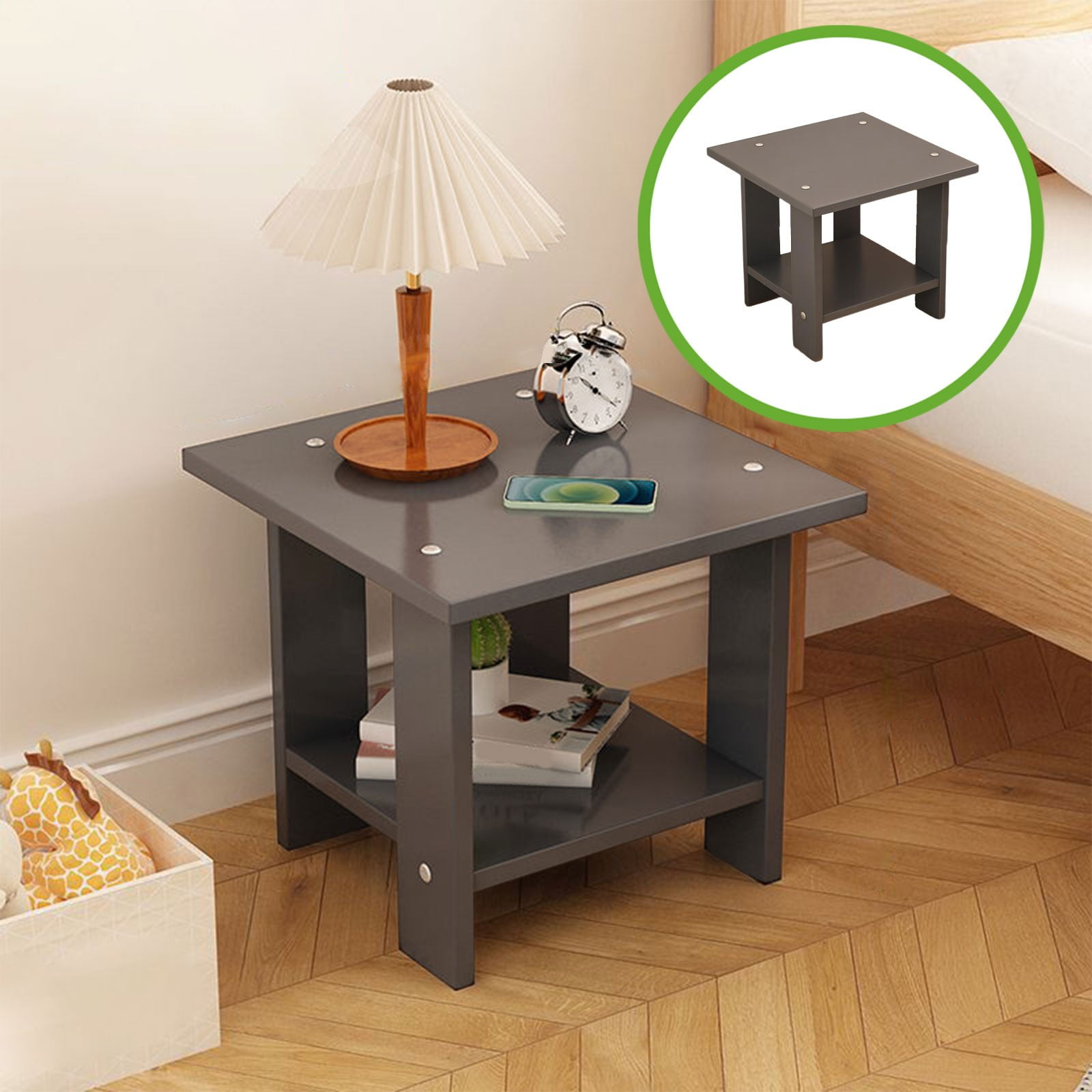 Kdkad Compact Multi-Functional Side Table, Small Accent End Table for Sofa, Bedside, Living Room & Apartment, Portable Tea Table Nightstand Gray - Image 2