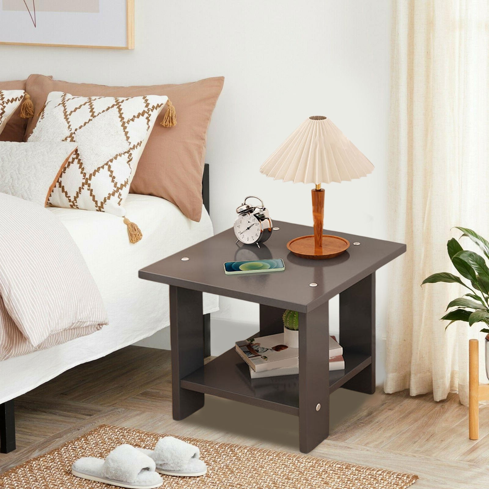 Kdkad Compact Multi-Functional Side Table, Small Accent End Table for Sofa, Bedside, Living Room & Apartment, Portable Tea Table Nightstand Gray - Image 5