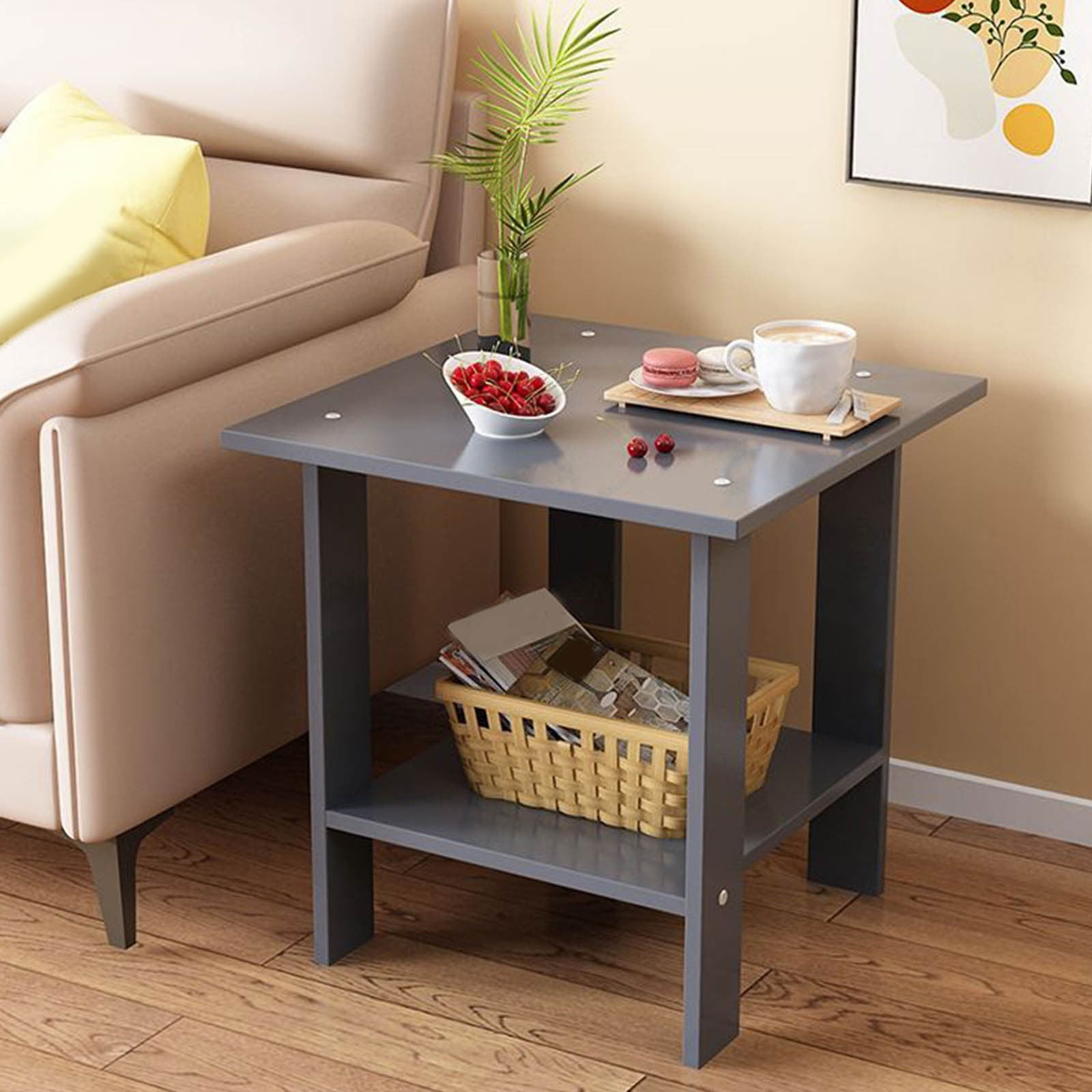 Kdkad Compact Multi-Functional Side Table, Small Accent End Table for Sofa, Bedside, Living Room & Apartment, Portable Tea Table Nightstand Gray - Image 6