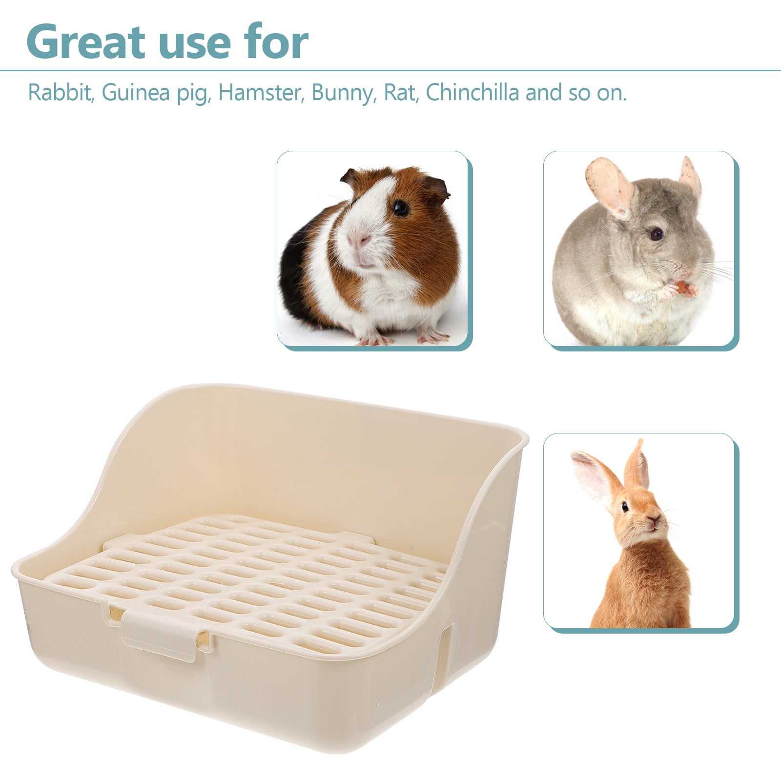 HOOWIFFY Pet Litter Box White Plastic, Durable for Rabbit and Small Animal Use - Image 4