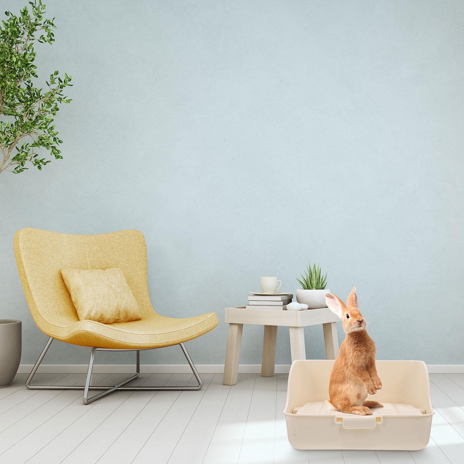 HOOWIFFY Pet Litter Box White Plastic, Durable for Rabbit and Small Animal Use - Image 5