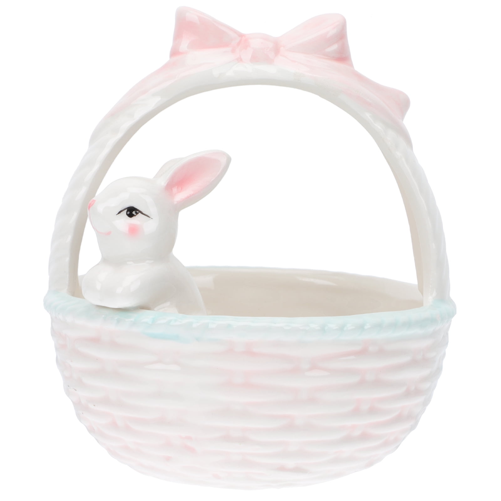 Easter Bunny Candy Dish Ceramic Basket Bowl Fruit Bowls Key Holder Ring Holder Rabbit Easter Home Desktop Decoration - Image 1