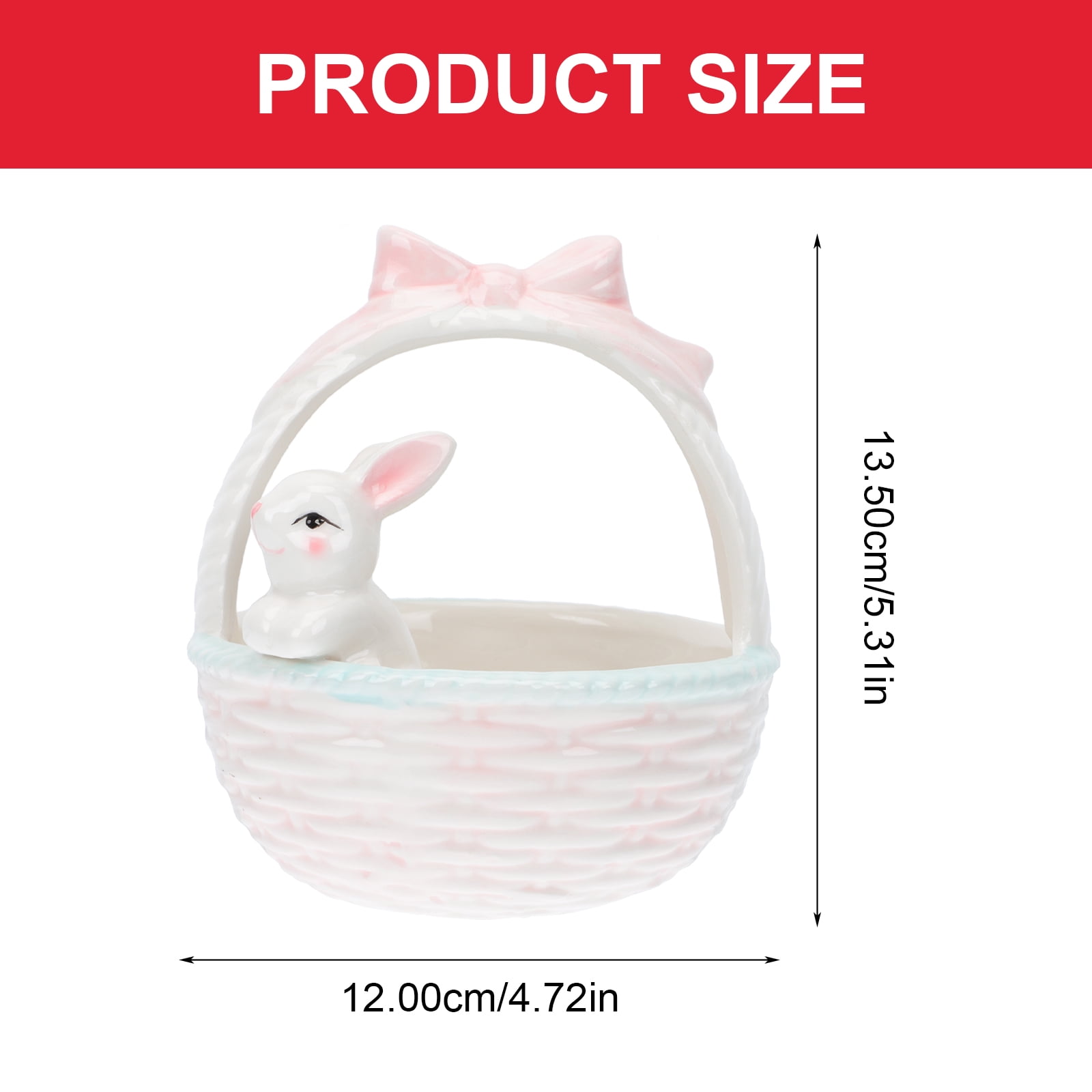 Easter Bunny Candy Dish Ceramic Basket Bowl Fruit Bowls Key Holder Ring Holder Rabbit Easter Home Desktop Decoration - Image 2