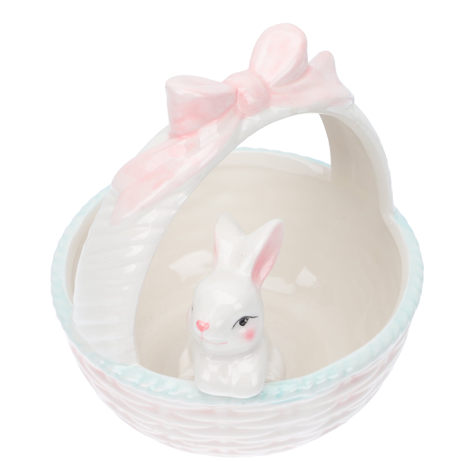 Easter Bunny Candy Dish Ceramic Basket Bowl Fruit Bowls Key Holder Ring Holder Rabbit Easter Home Desktop Decoration - Image 4