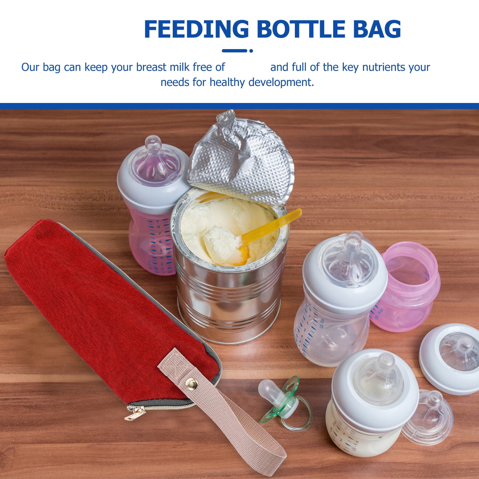 HOOWIFFY Insulated Bottle Bag Red - Keeps for Hours, Portable Baby Bottle Cooler Tote - Image 2