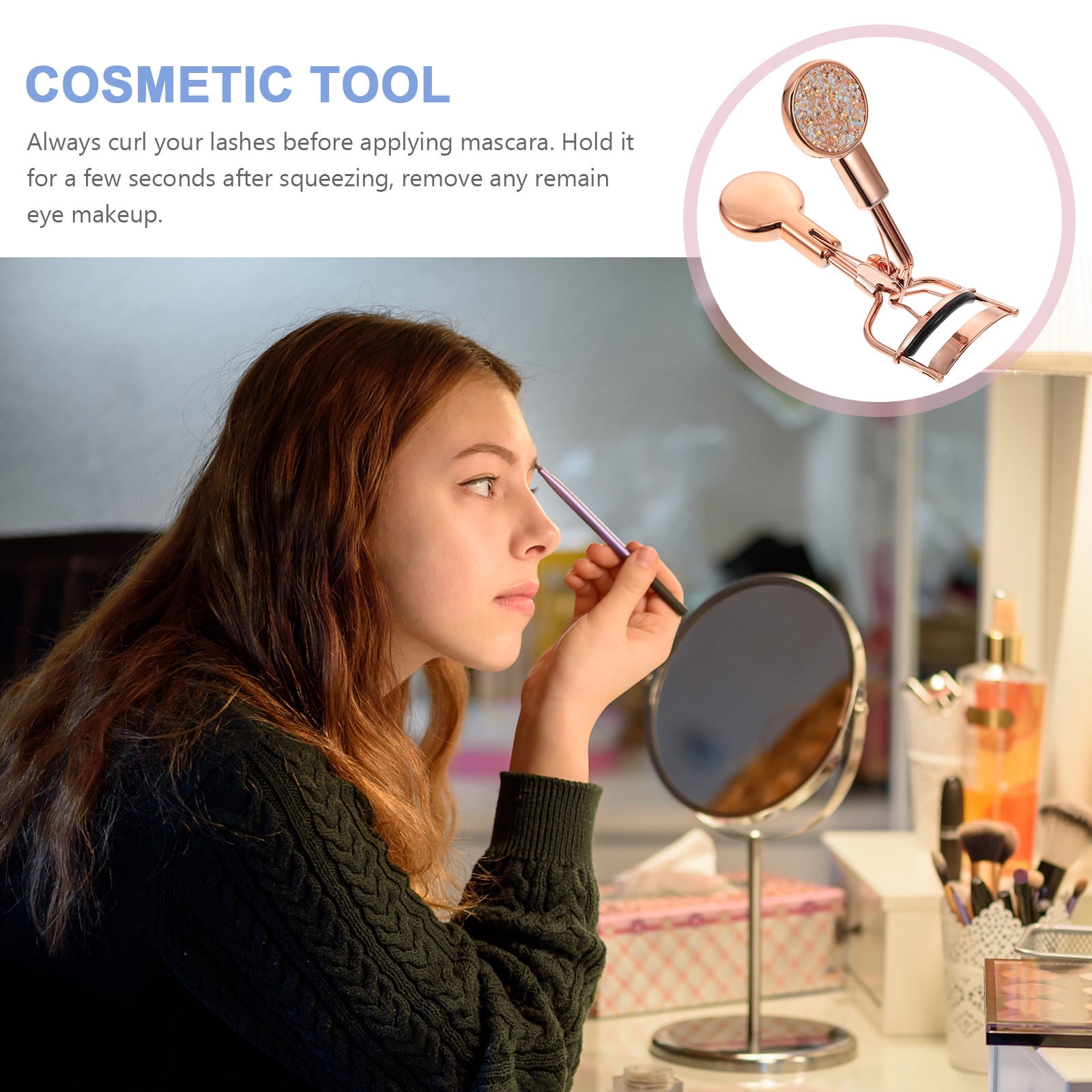 HOOWIFFY Rose Eyelash Curler Stainless Steel Lash Curler for Beautiful Eye Makeup - Image 3