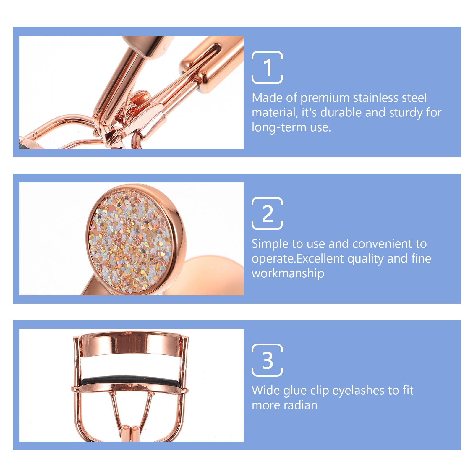 HOOWIFFY Rose Eyelash Curler Stainless Steel Lash Curler for Beautiful Eye Makeup - Image 4