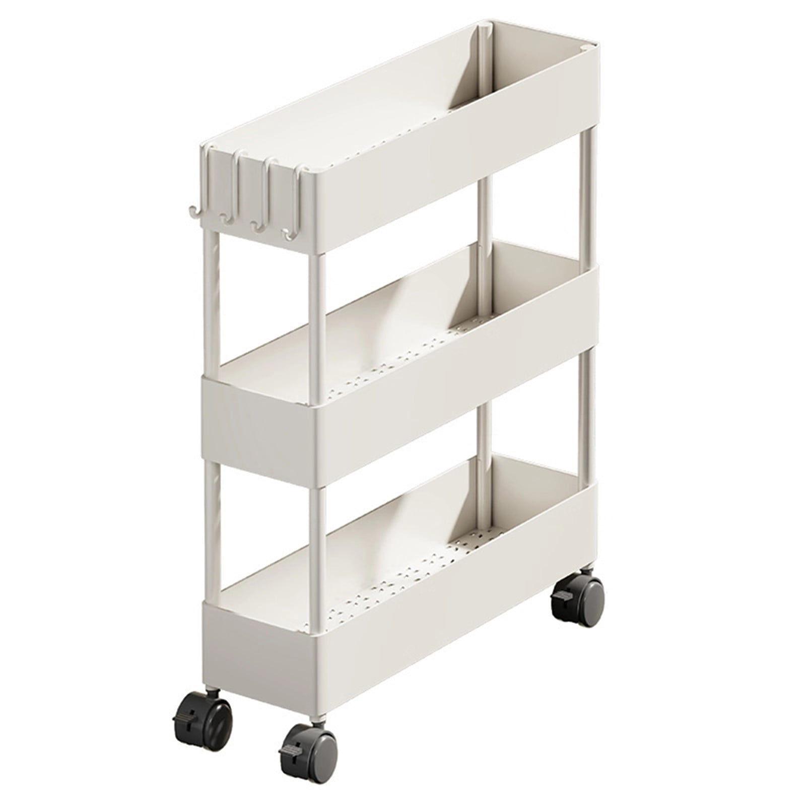 Kdkad Slim Space Saver Rolling Cart, 4.7-Inch Wide Storage Organizer with Wheels for Bathroom, Laundry Room, Between Washer & Toilet, 3-Tier Slim Design White - Image 3