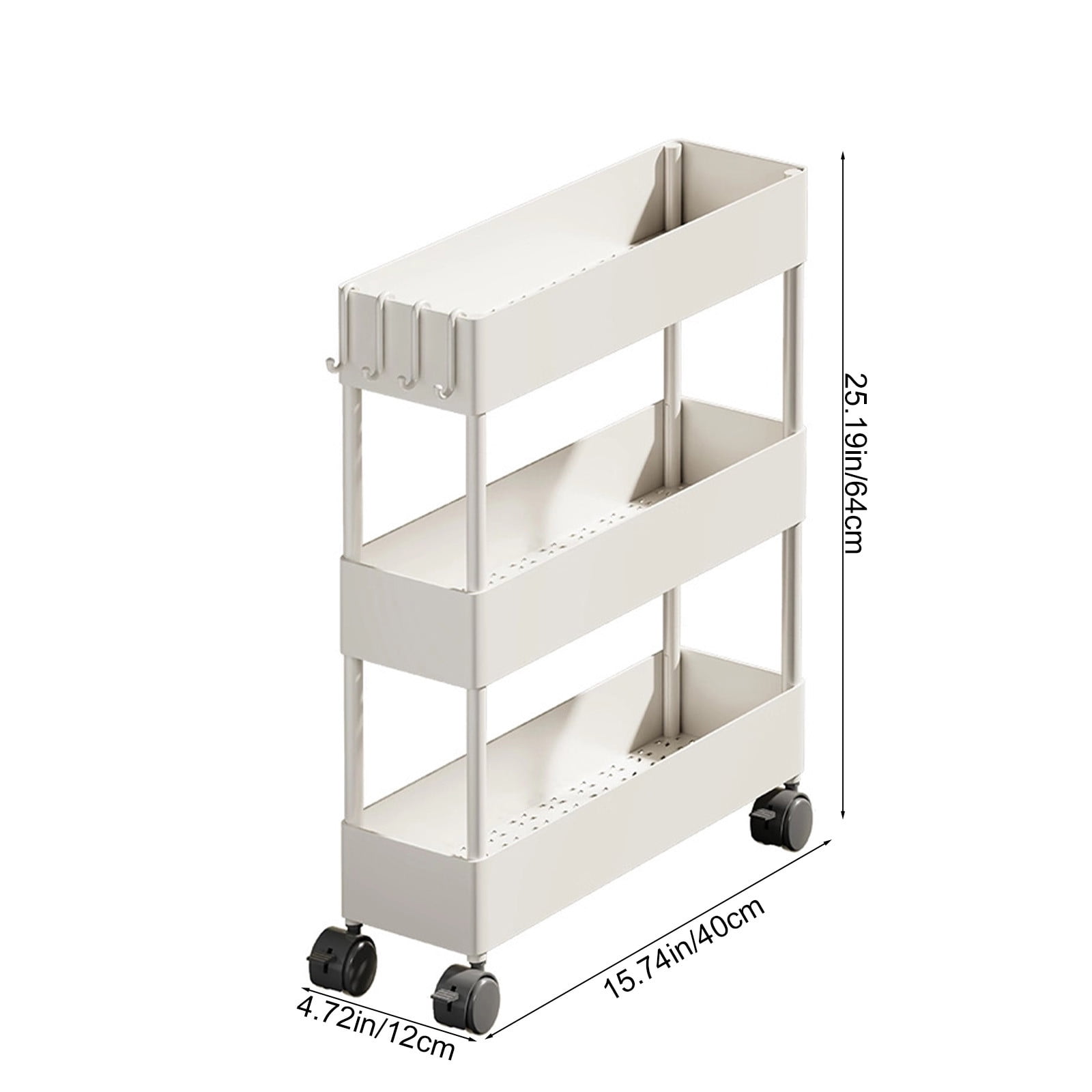 Kdkad Slim Space Saver Rolling Cart, 4.7-Inch Wide Storage Organizer with Wheels for Bathroom, Laundry Room, Between Washer & Toilet, 3-Tier Slim Design White - Image 4