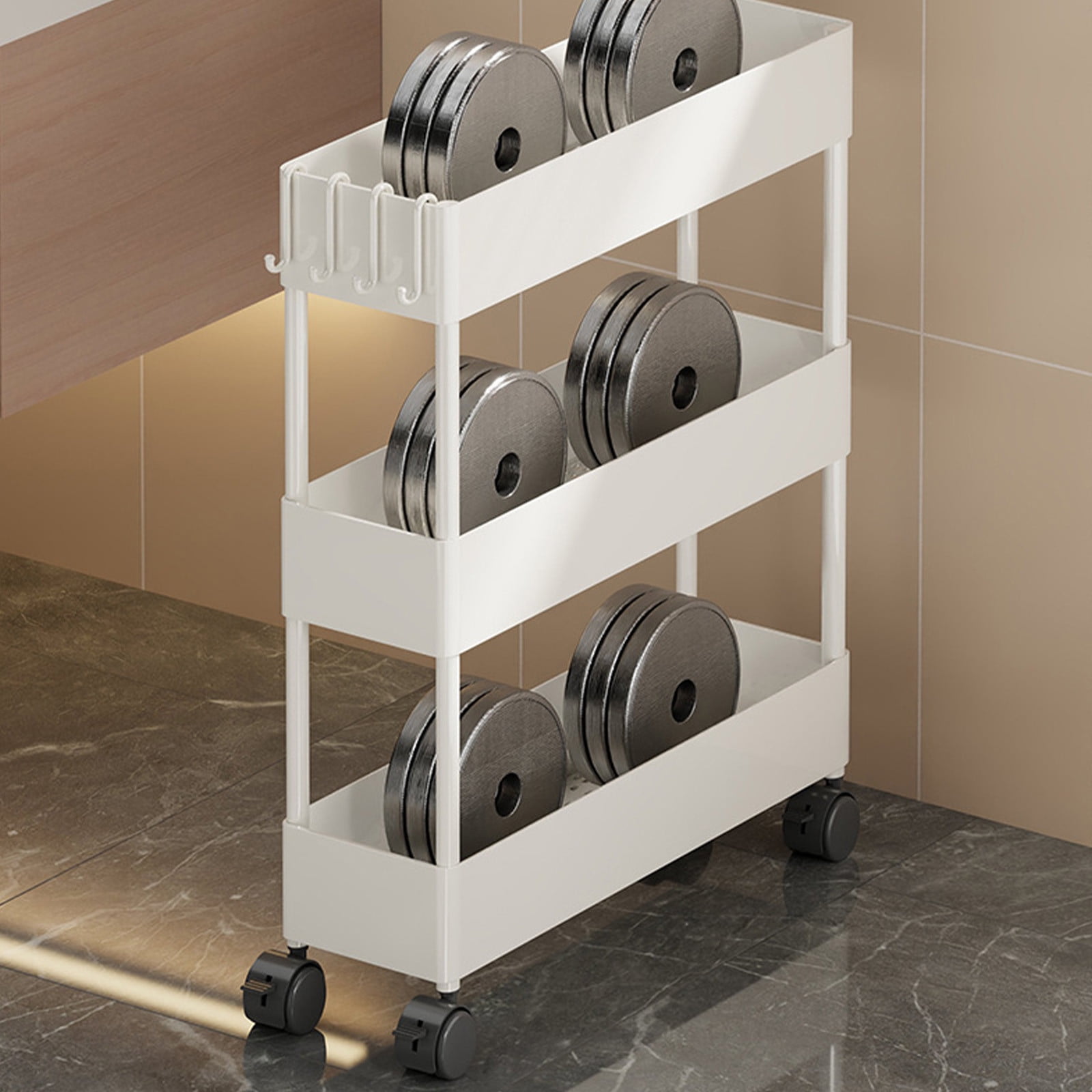 Kdkad Slim Space Saver Rolling Cart, 4.7-Inch Wide Storage Organizer with Wheels for Bathroom, Laundry Room, Between Washer & Toilet, 3-Tier Slim Design White - Image 6