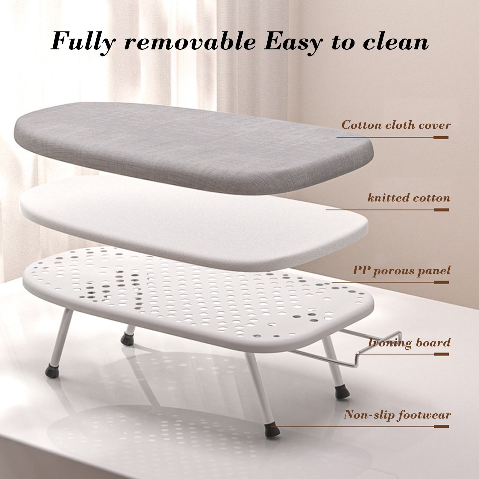 Kdkad Desktop Ironing Board, Small Folding Tabletop Iron Board with Heat-Resistant Cover, Portable for Dorm, Travel & Small Spaces, Mini Ironing Mat A - Image 2
