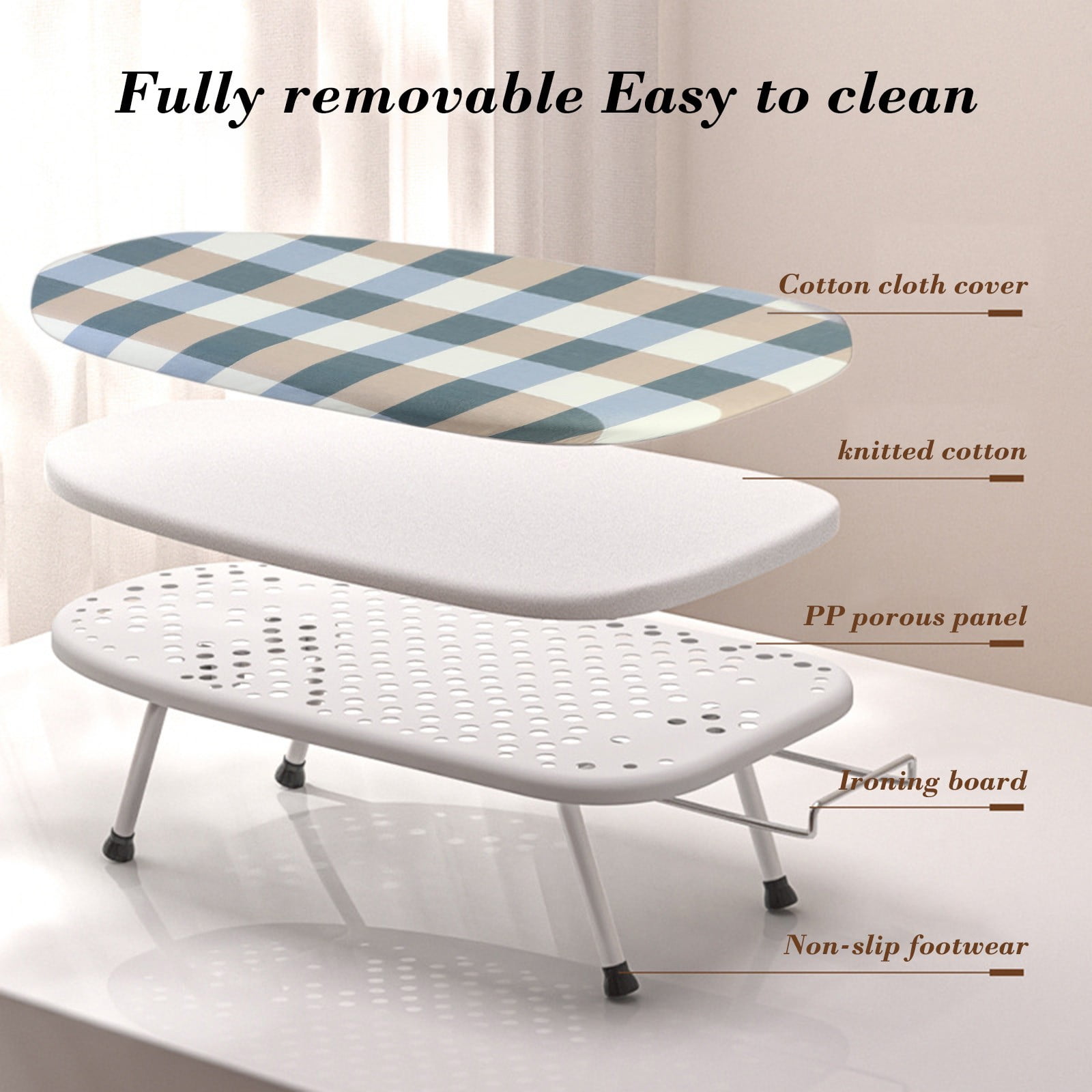 Kdkad Desktop Ironing Board, Small Folding Tabletop Iron Board with Heat-Resistant Cover, Portable for Dorm, Travel & Small Spaces, Mini Ironing Mat B - Image 2
