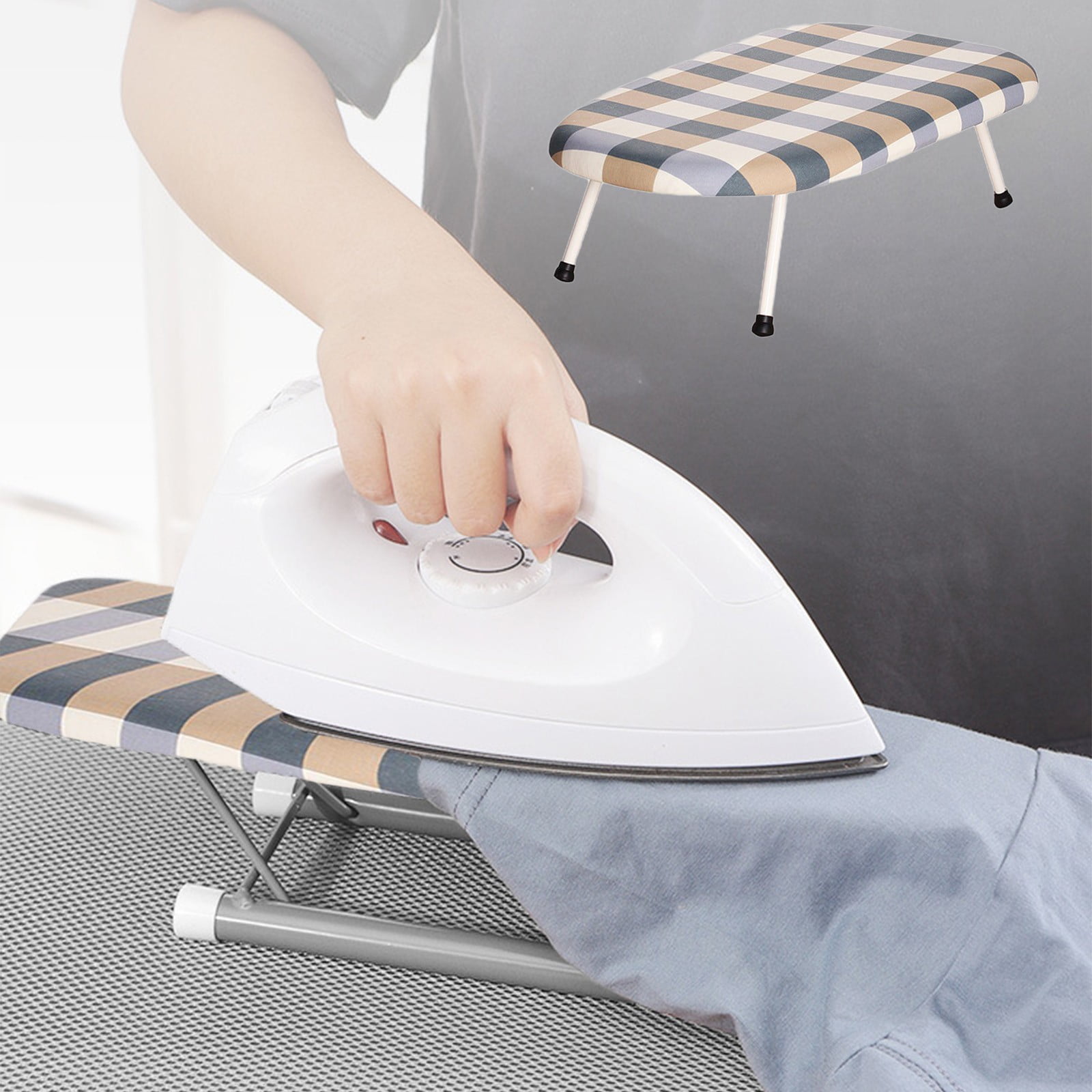 Kdkad Desktop Ironing Board, Small Folding Tabletop Iron Board with Heat-Resistant Cover, Portable for Dorm, Travel & Small Spaces, Mini Ironing Mat B - Image 4