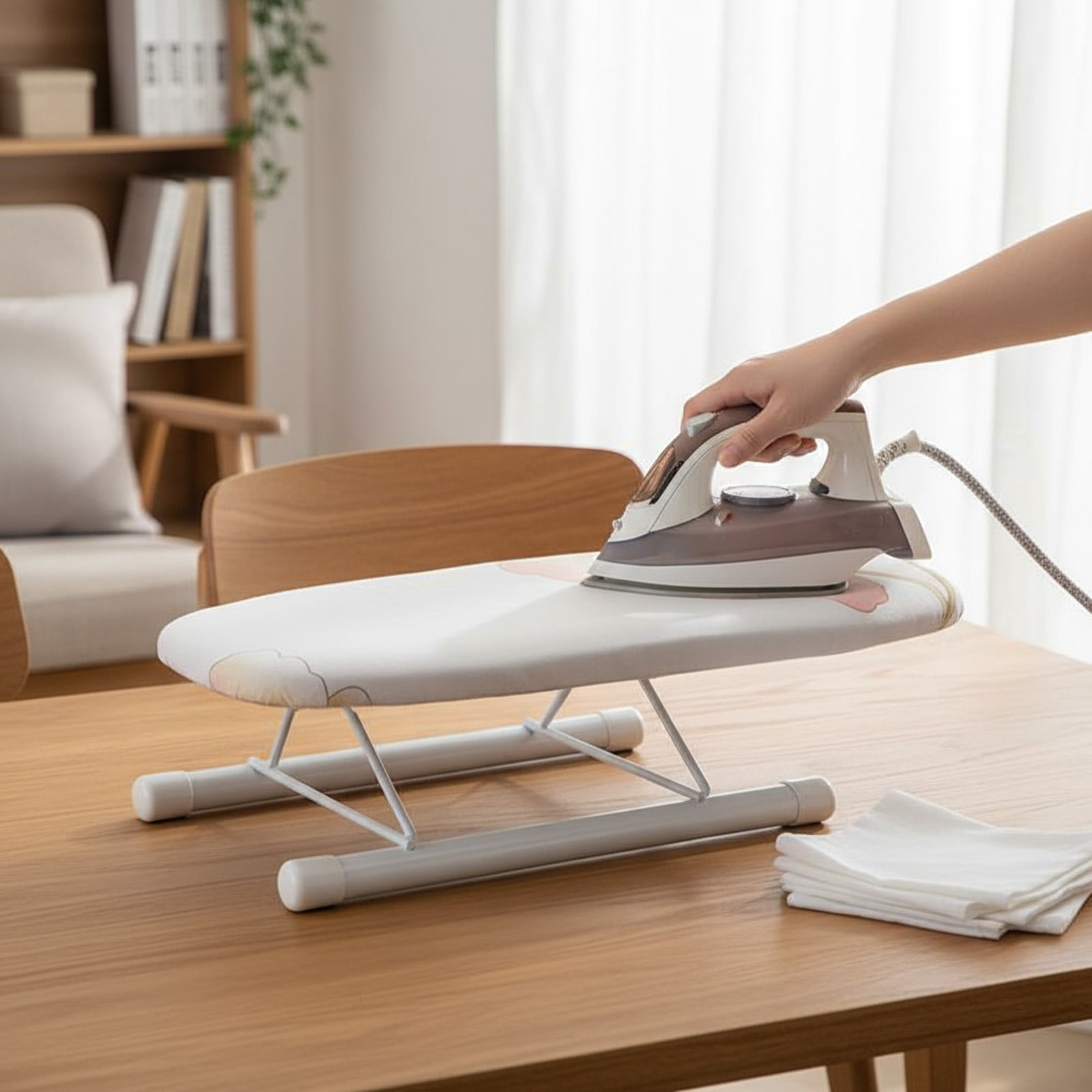 Kdkad Desktop Ironing Board, Small Folding Tabletop Iron Board with Heat-Resistant Cover, Portable for Dorm, Travel & Small Spaces, Mini Ironing Mat H - Image 1