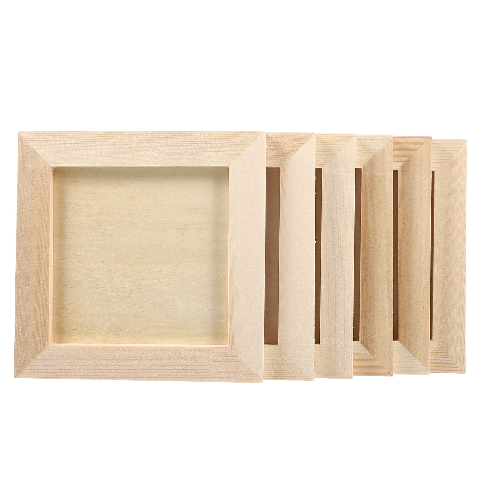 HOOWIFFY Plain Wooden Picture Frames for Crafting Khaki Plastic 6Pcs for Family Gift - Image 1