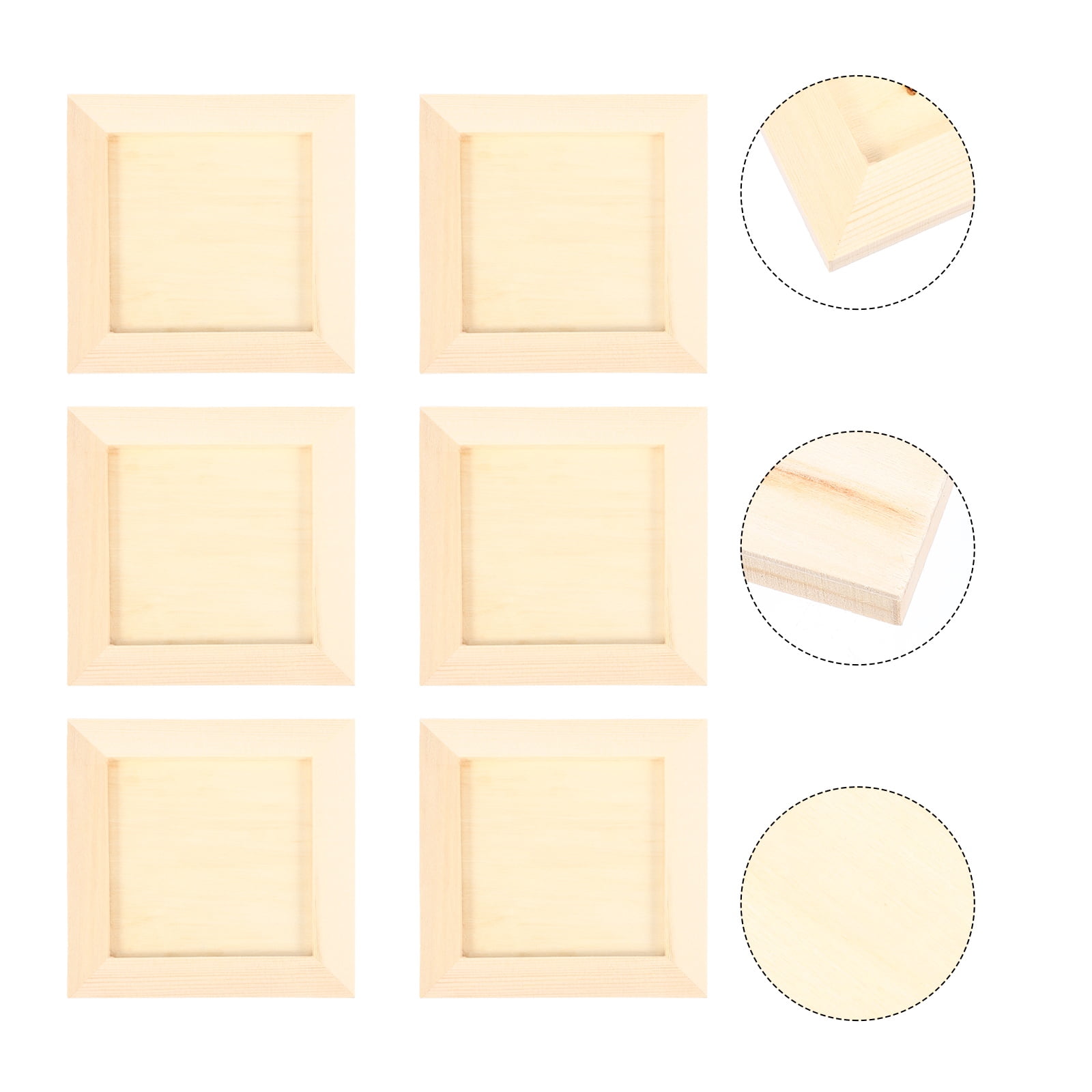 HOOWIFFY Plain Wooden Picture Frames for Crafting Khaki Plastic 6Pcs for Family Gift - Image 3