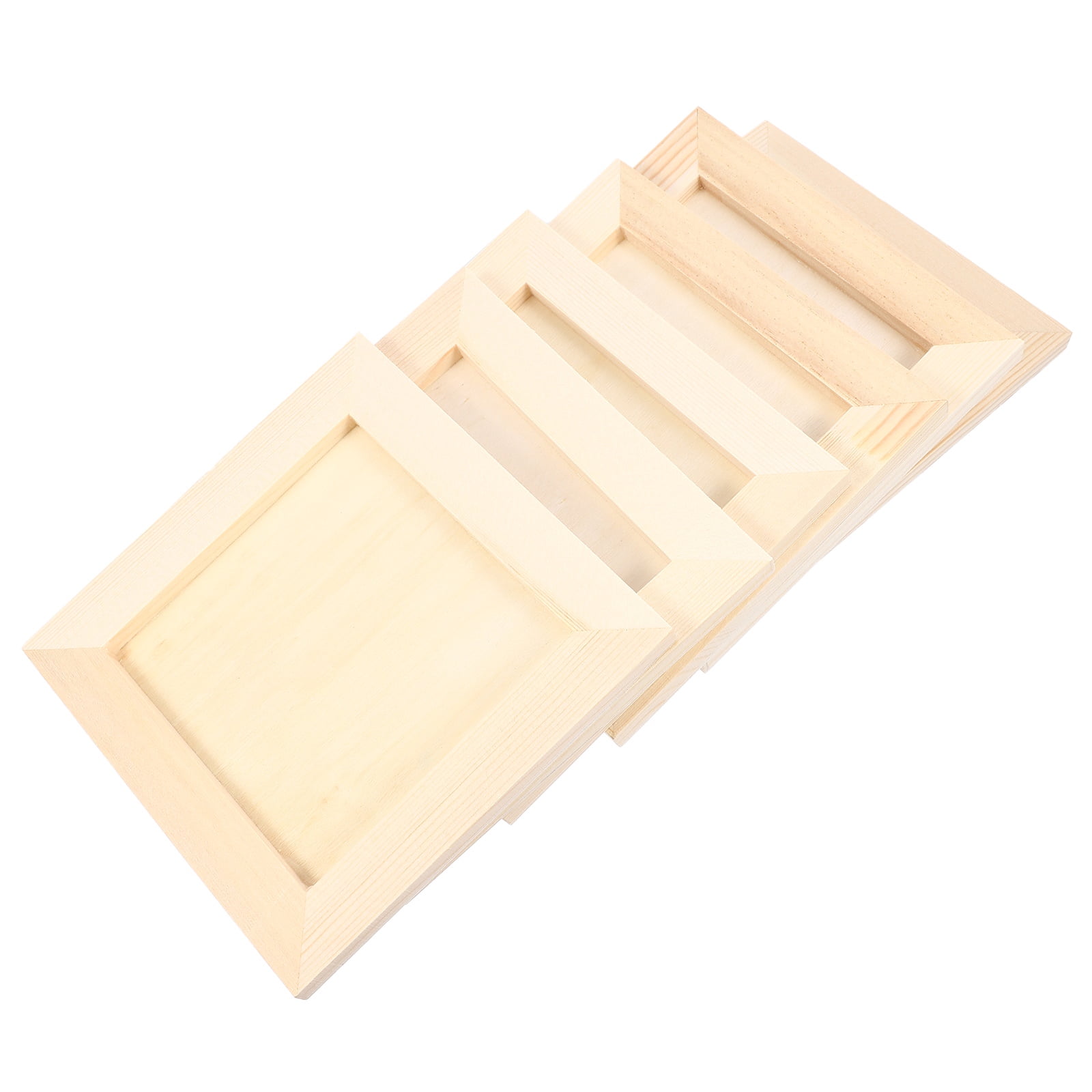 HOOWIFFY Plain Wooden Picture Frames for Crafting Khaki Plastic 6Pcs for Family Gift - Image 4