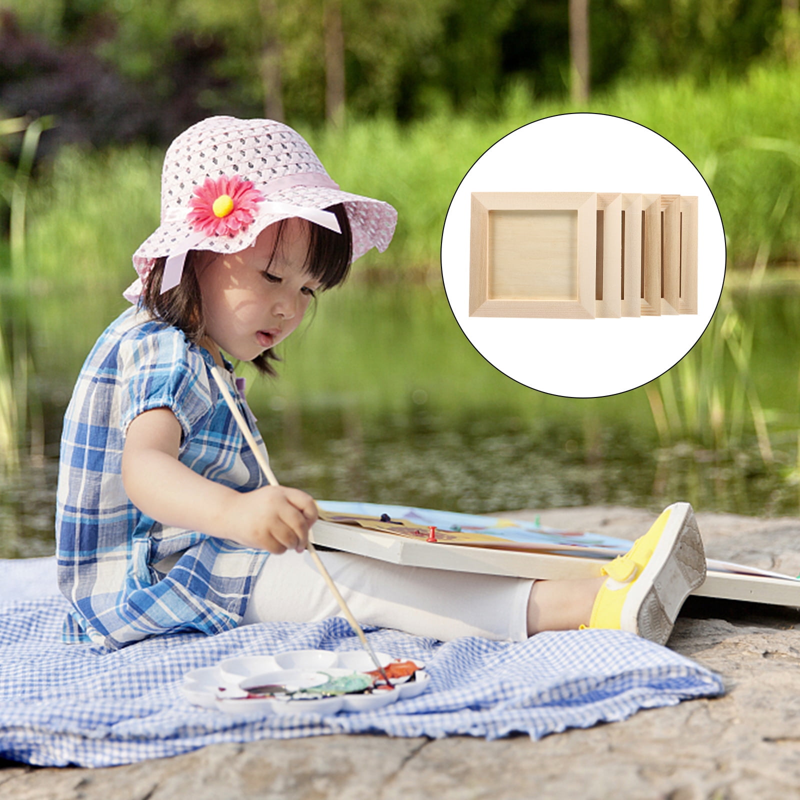 HOOWIFFY Plain Wooden Picture Frames for Crafting Khaki Plastic 6Pcs for Family Gift - Image 6
