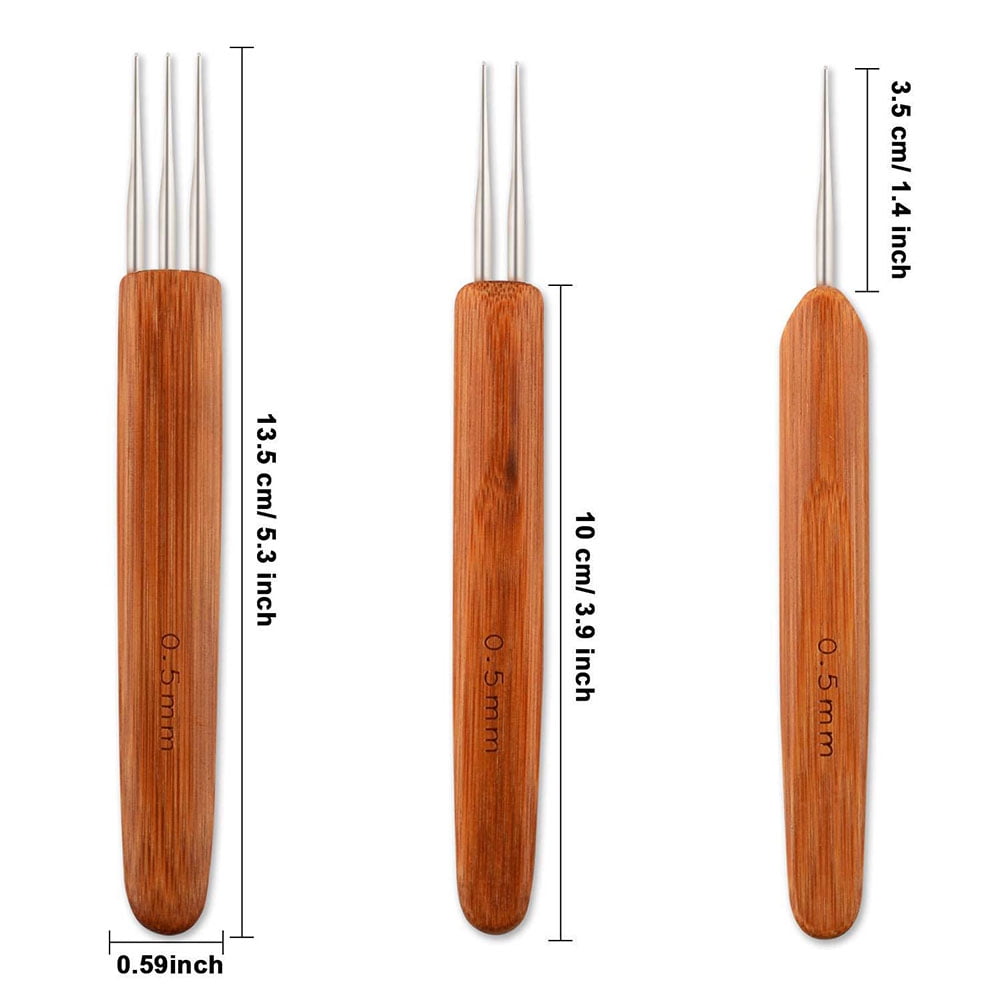 Tool Dreadlock Wooden Crochet Hooks Set with Hairpin Supplies, Assorted - Image 4
