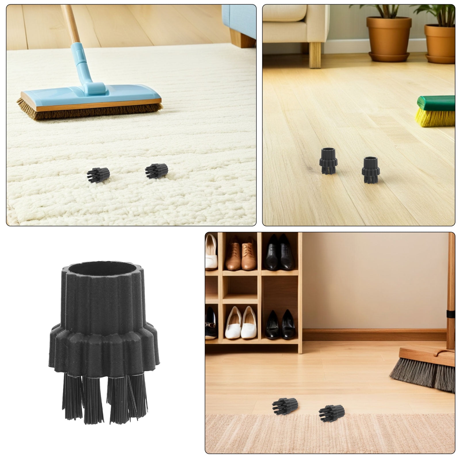 HOOWIFFY 12Pcs Steamer Brush Attachments for Steam Cleaner Mop with Black Nylon Bristles for Effective Cleaning - Image 6
