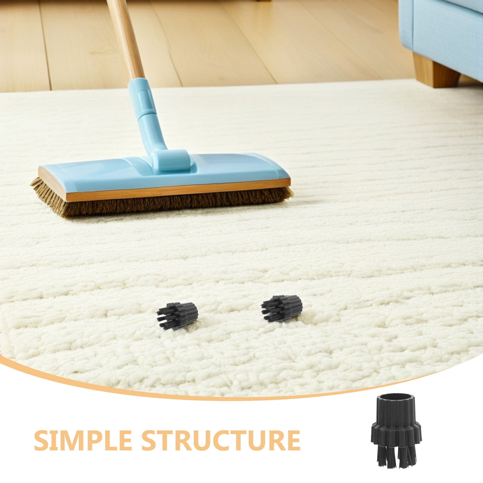 HOOWIFFY 12Pcs Steamer Brush Attachments for Steam Cleaner Mop with Black Nylon Bristles for Effective Cleaning - Image 8