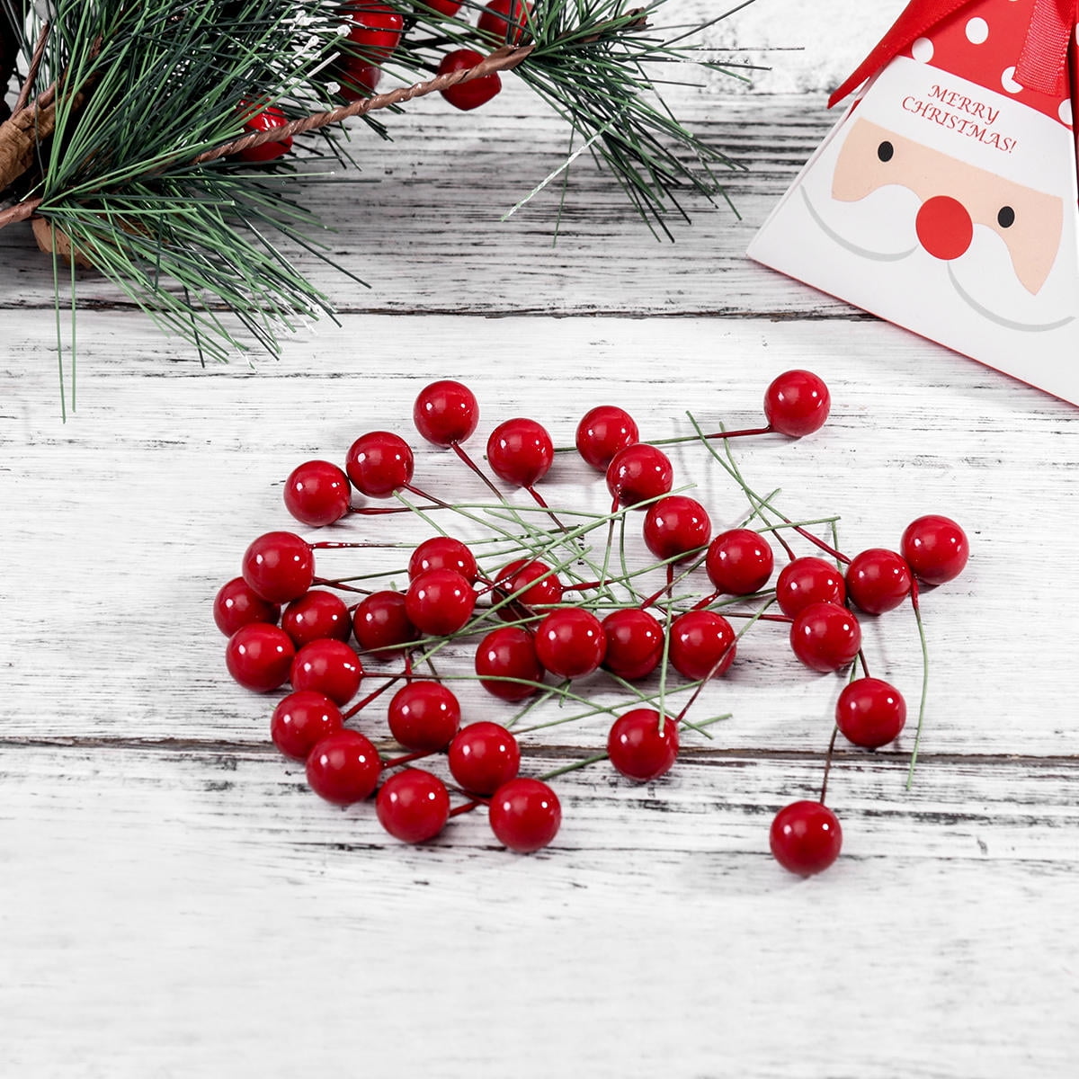 HOOWIFFY 100 Pcs Christmas Artificial Red Berries for Holiday Home Decoration, Realistic Faux Berry Garland Accents - Image 2