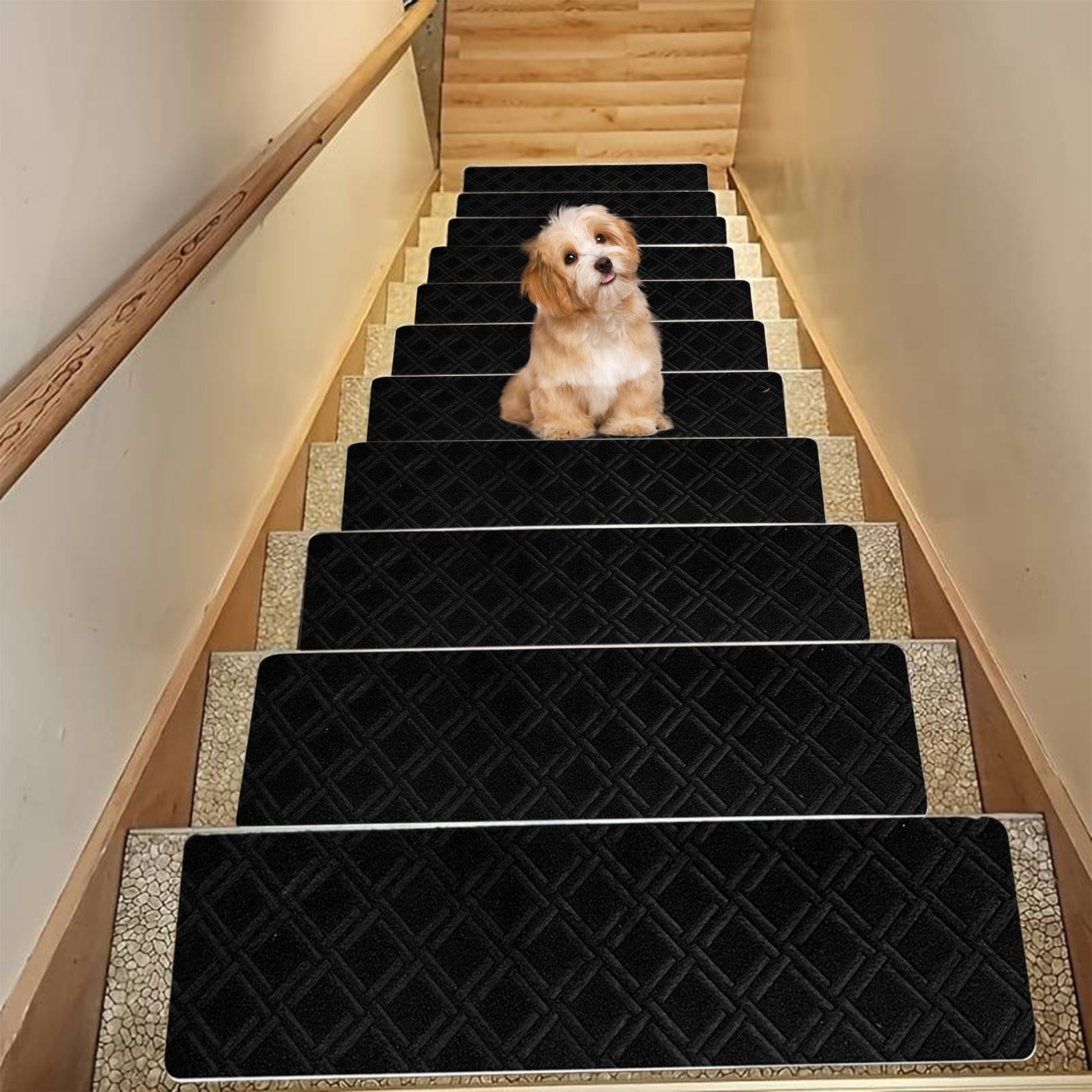 Chmadoxn 4-Piece Non-Slip Stair Treads, Self-Adhesive Striped Carpet Mats, Absorbent & Quiet Step Pads, Can Be Cut to Fit, Washable for Indoor Staircase Safety\u200b\u200b Gray - Image 4